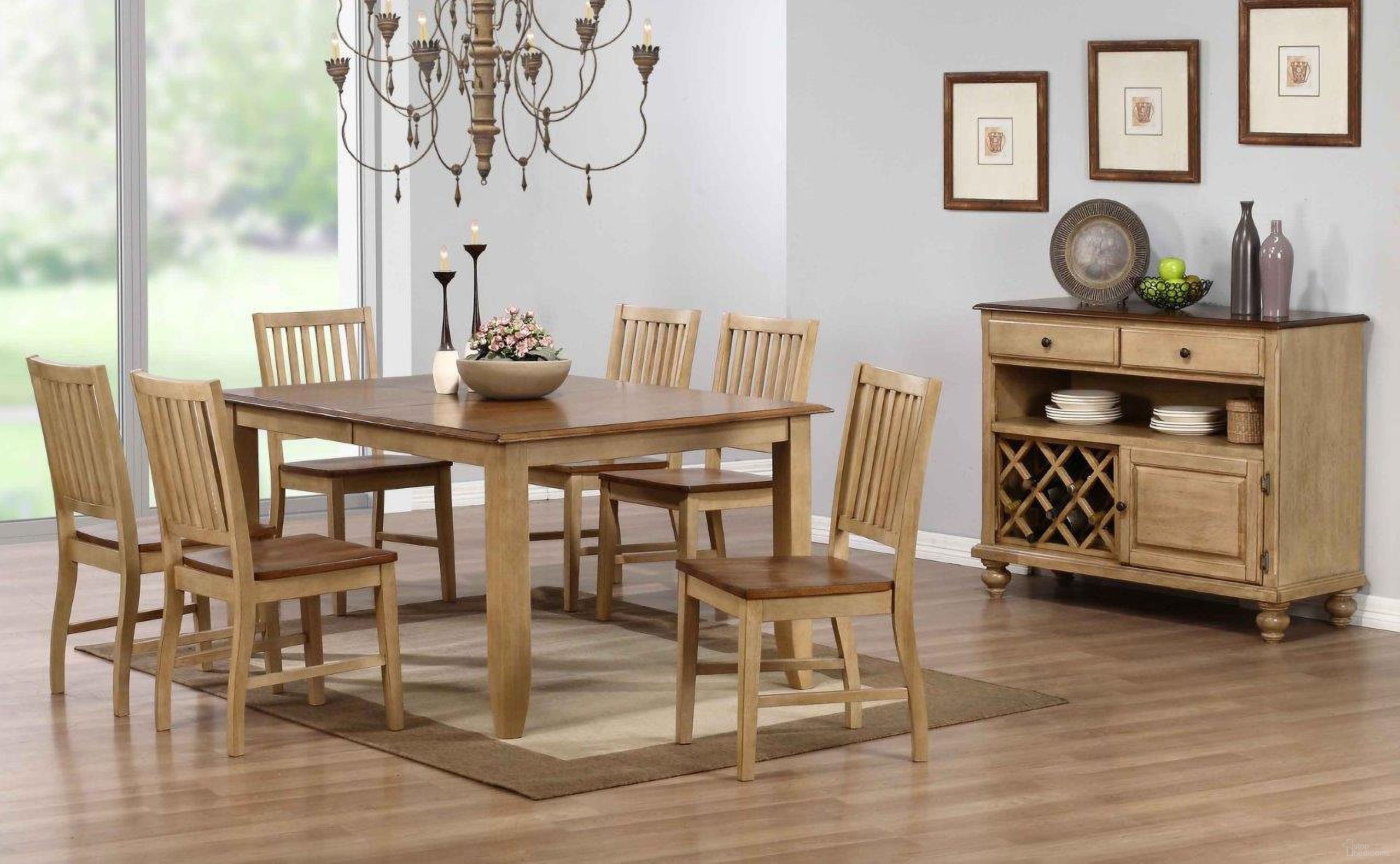 The appearance of Sunset Trading Brook 8 Piece Extendable Table Dining Set with Server designed by Sunset Trading in the modern / contemporary interior design. This two-tone brown piece of furniture was selected by 1StopBedrooms from Brook Collection to add a touch of cosiness and style into your home. Sku: DLU-BR-TL-4272-PW;DLU-BR-SER-PW;DLU-BR-C60-PW-2;DLU-BR-C60-PW-2;DLU-BR-C60-PW-2. Material: Wood.