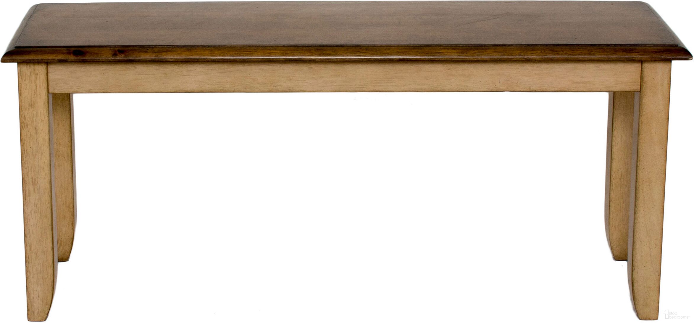 The appearance of Sunset Trading Brook Bench in Wheat with Pecan Seat designed by Sunset Trading in the country / farmhouse interior design. This two-tone brown piece of furniture was selected by 1StopBedrooms from Brook Collection to add a touch of cosiness and style into your home. Sku: DLU-BR-BENCH-PW-RTA. Material: Wood.