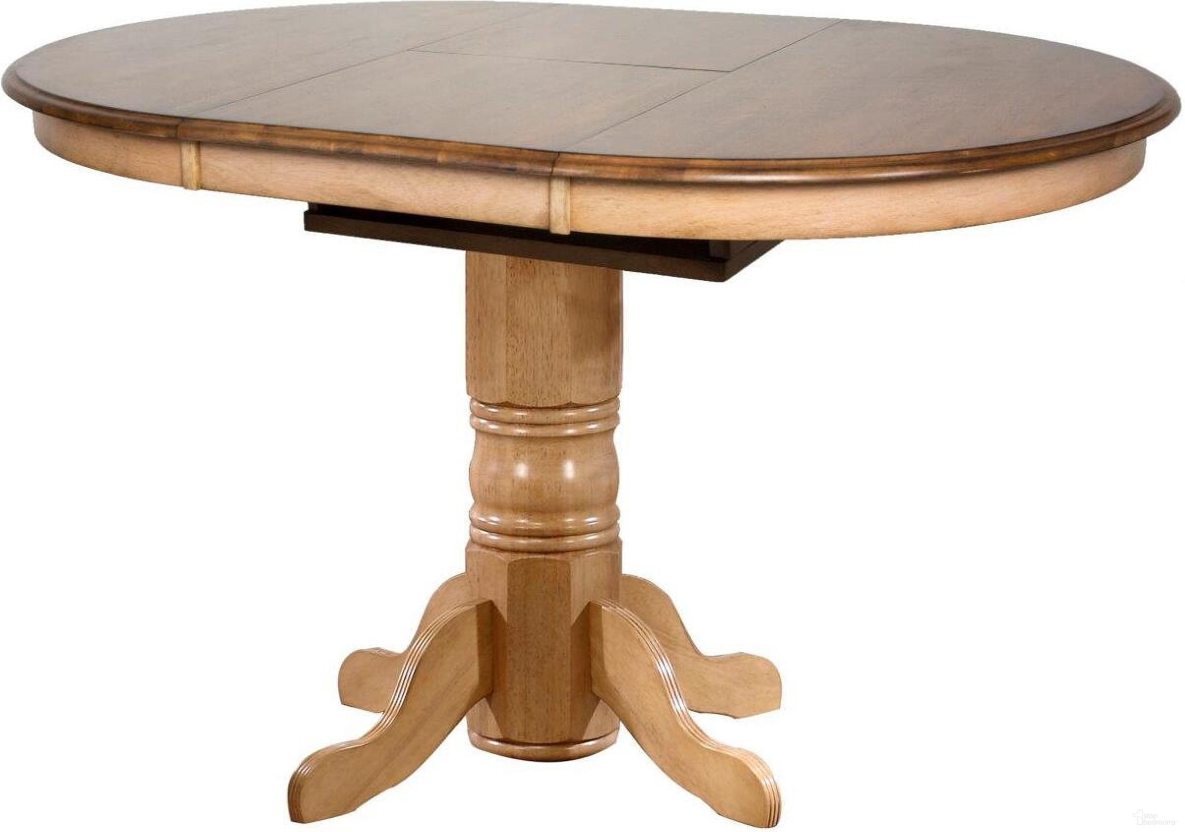 The appearance of Sunset Trading Brook Round or Oval Extendable Pub Table designed by Sunset Trading in the traditional interior design. This two-tone brown piece of furniture was selected by 1StopBedrooms from Brook Collection to add a touch of cosiness and style into your home. Sku: DLU-BR-TP-4260-PW-T;DLU-BR-TP-4260-PW-CB. Table Top Shape: Oval. Material: Wood.