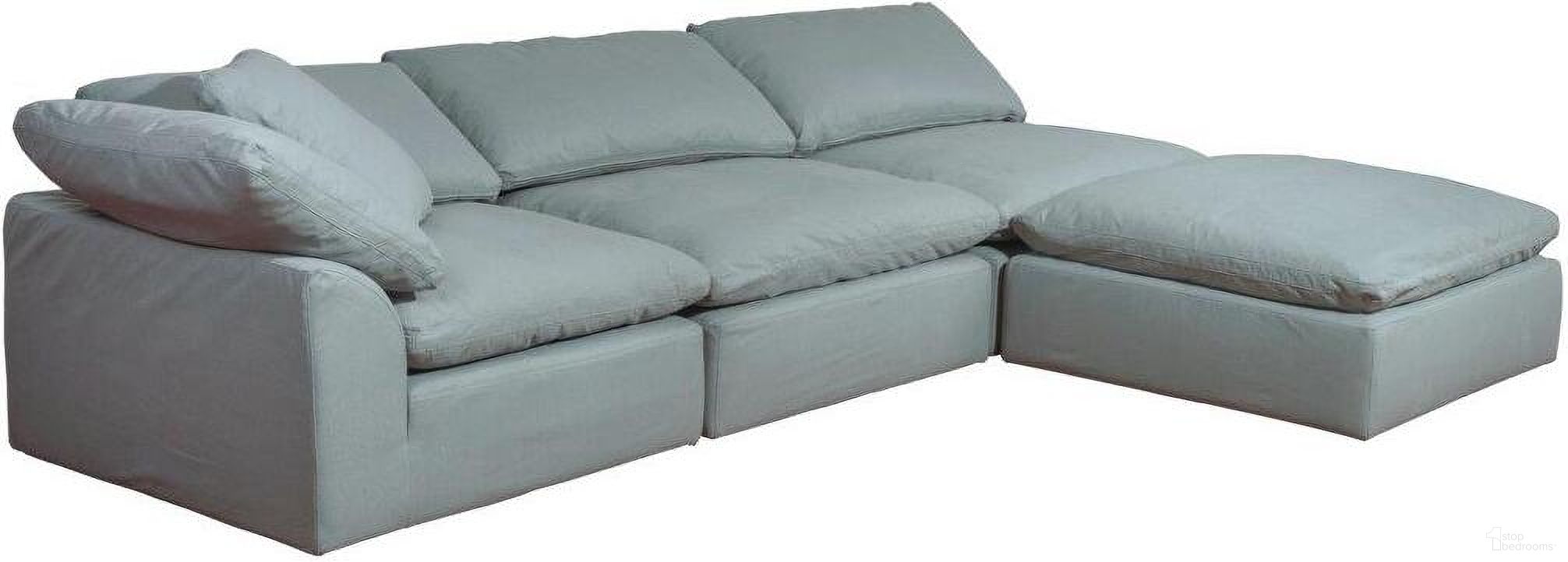 The appearance of Sunset Trading Cloud Puff 4 Piece 132 Inch Wide Slipcovered Modular Sectional Sofa With Ottoman In Ocean Blue designed by Sunset Trading in the modern / contemporary interior design. This ocean blue piece of furniture was selected by 1StopBedrooms from Cloud Puff Collection to add a touch of cosiness and style into your home. Sku: SU-145851-391043;SU-145837-391043;SU-145837-391043;SU-145830-391043. Material: Nylon. Layout: Sofa & Chaise.