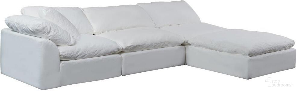 The appearance of Sunset Trading Cloud Puff 4 Piece 132 Inch Wide Slipcovered Modular Sectional Sofa With Ottoman In White designed by Sunset Trading in the modern / contemporary interior design. This white piece of furniture was selected by 1StopBedrooms from Cloud Puff Collection to add a touch of cosiness and style into your home. Sku: SU-145851-391081;SU-145837-391081;SU-145837-391081;SU-145830-391081. Material: Nylon. Layout: Sofa & Chaise.