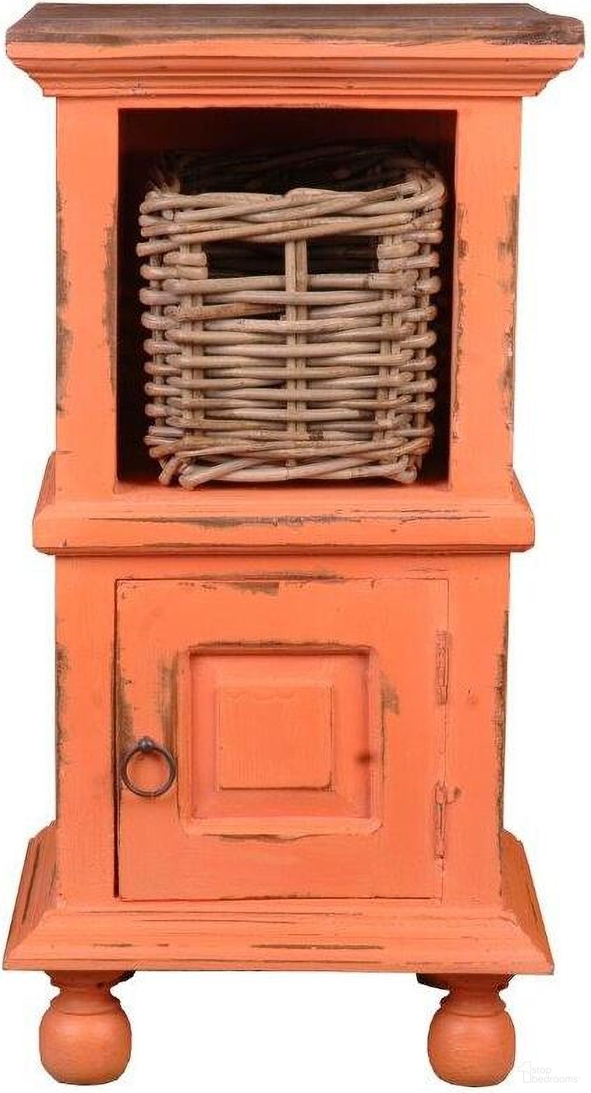The appearance of Sunset Trading Cottage End Table with Basket designed by Sunset Trading in the rustic / southwestern interior design. This coral piece of furniture  was selected by 1StopBedrooms from Shabby Chic Cottage Collection to add a touch of cosiness and style into your home. Sku: CC-TAB016TLD-CRRW-B. Material: Wood.