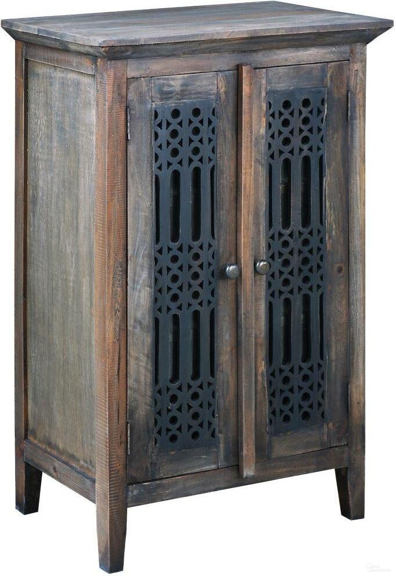 Sunset Trading Cottage Solid Wood Deco Carved Hall Cabinet In Black And Brown