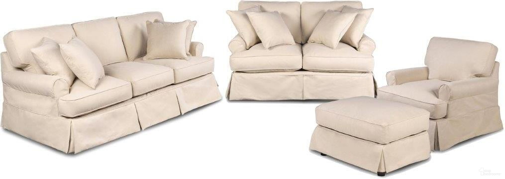 Horizon 4 Piece Slipcovered Living Room Set In Tan