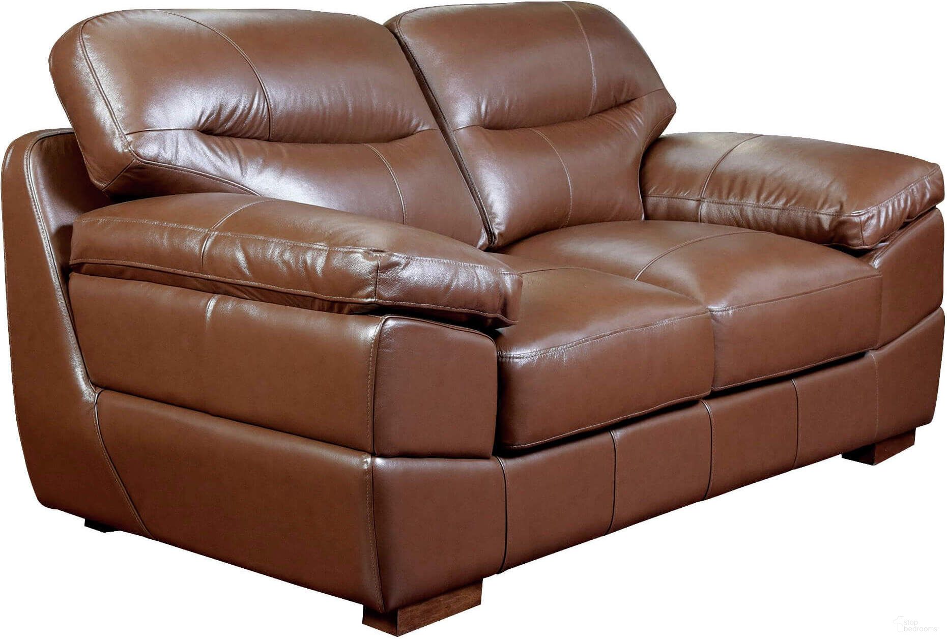 The appearance of Sunset Trading Jayson 73 Inch Wide Top Grain Leather Loveseat Chestnut Brown designed by Sunset Trading in the modern / contemporary interior design. This chestnut brown piece of furniture was selected by 1StopBedrooms from Jayson Collection to add a touch of cosiness and style into your home. Sku: SU-JH3786-200SPE. Material: Rubberwood.
