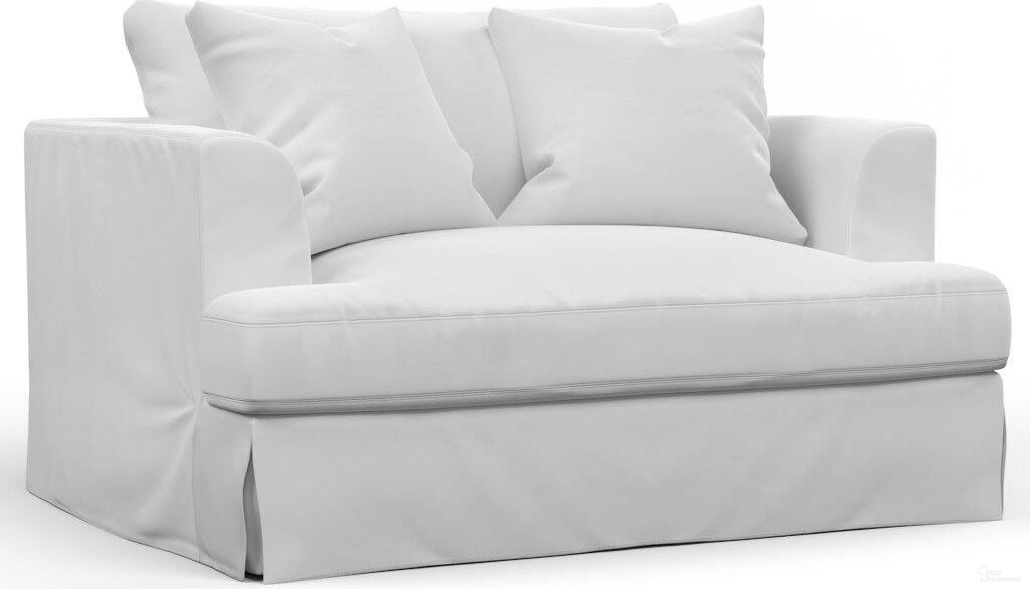 The appearance of Sunset Trading Newport Slipcovered 52 Inch Wide Chair And A Half Stain Resistant Performance Fabric 2 Throw Pillows White designed by Sunset Trading in the modern / contemporary interior design. This white piece of furniture was selected by 1StopBedrooms from Newport Collection to add a touch of cosiness and style into your home. Sku: SY-130015-3910-81. Material: Wood.