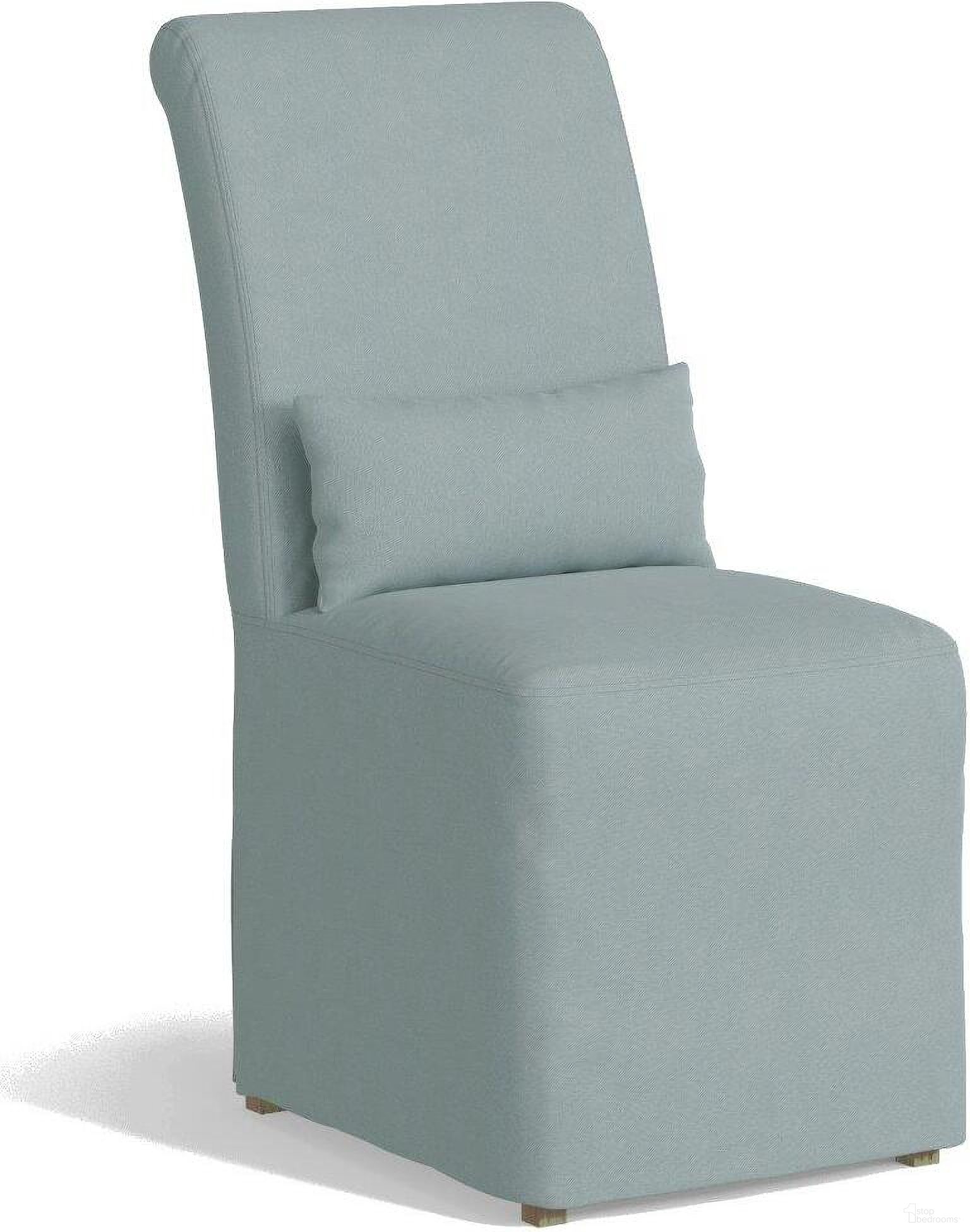 The appearance of Sunset Trading Newport Slipcovered Dining Chair Stain Resistant Performance Fabric Ocean Blue designed by Sunset Trading in the modern / contemporary interior design. This ocean blue piece of furniture  was selected by 1StopBedrooms from Newport Collection to add a touch of cosiness and style into your home. Sku: SY-1025906-3910-43. Material: Wood. Chair Type: Side Chair.