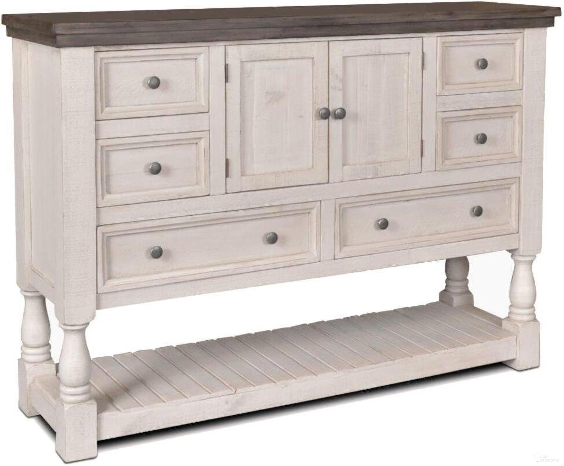 The appearance of Sunset Trading Rustic French Dresser In White and Brown designed by Sunset Trading in the modern / contemporary interior design. This white and brown piece of furniture was selected by 1StopBedrooms from Rustic French Collection to add a touch of cosiness and style into your home. Sku: HH-4750-315. Material: Pine.