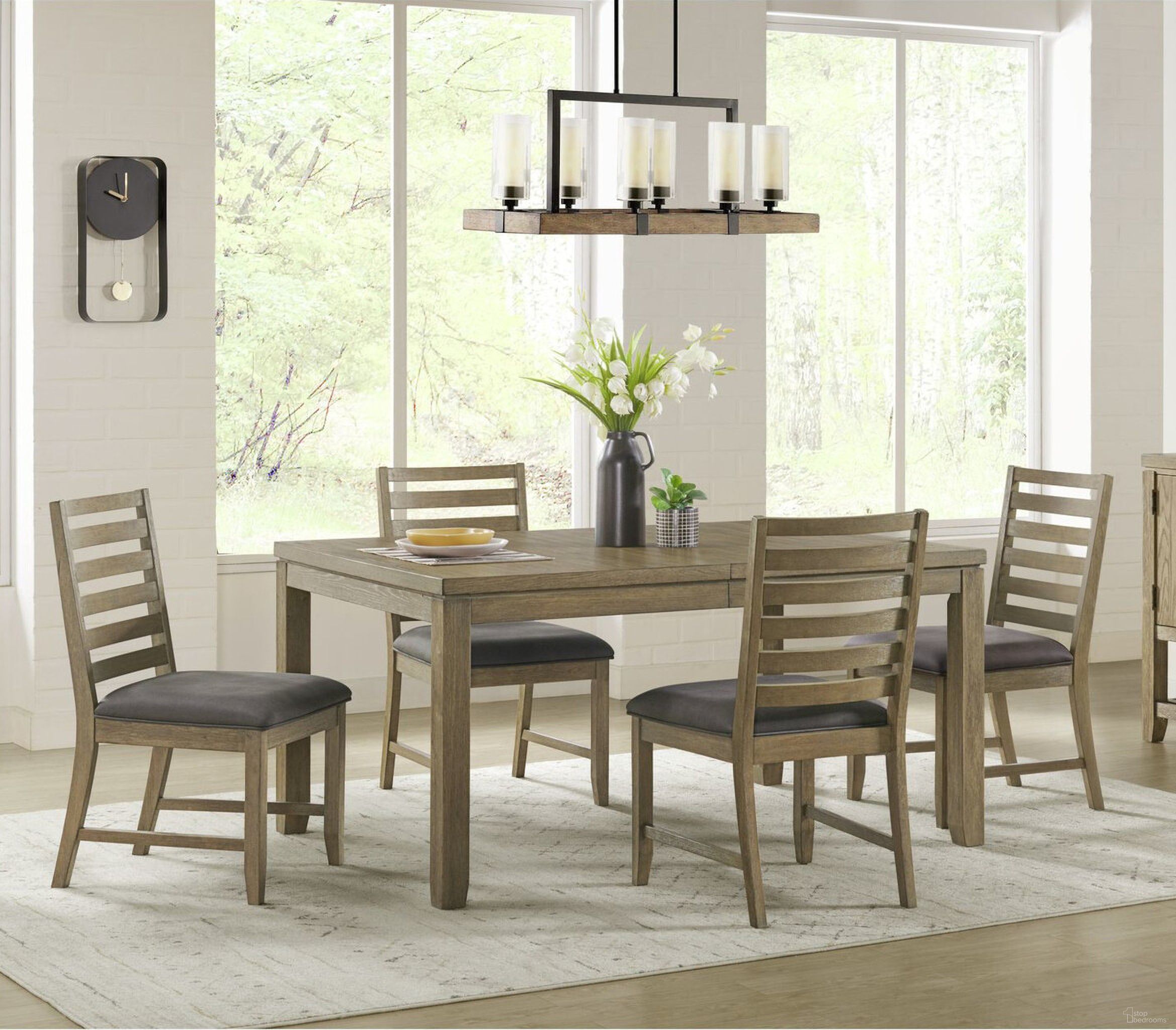 The appearance of Saunders 5 Piece Extendable Dining Table Set In Brown designed by Sunset Trading in the modern / contemporary interior design. This brown piece of furniture  was selected by 1StopBedrooms from Saunders Collection to add a touch of cosiness and style into your home. Sku: ED-D18620DT;ED-D18620SSC-RTA;ED-D18620SSC-RTA. Material: Rubberwood.