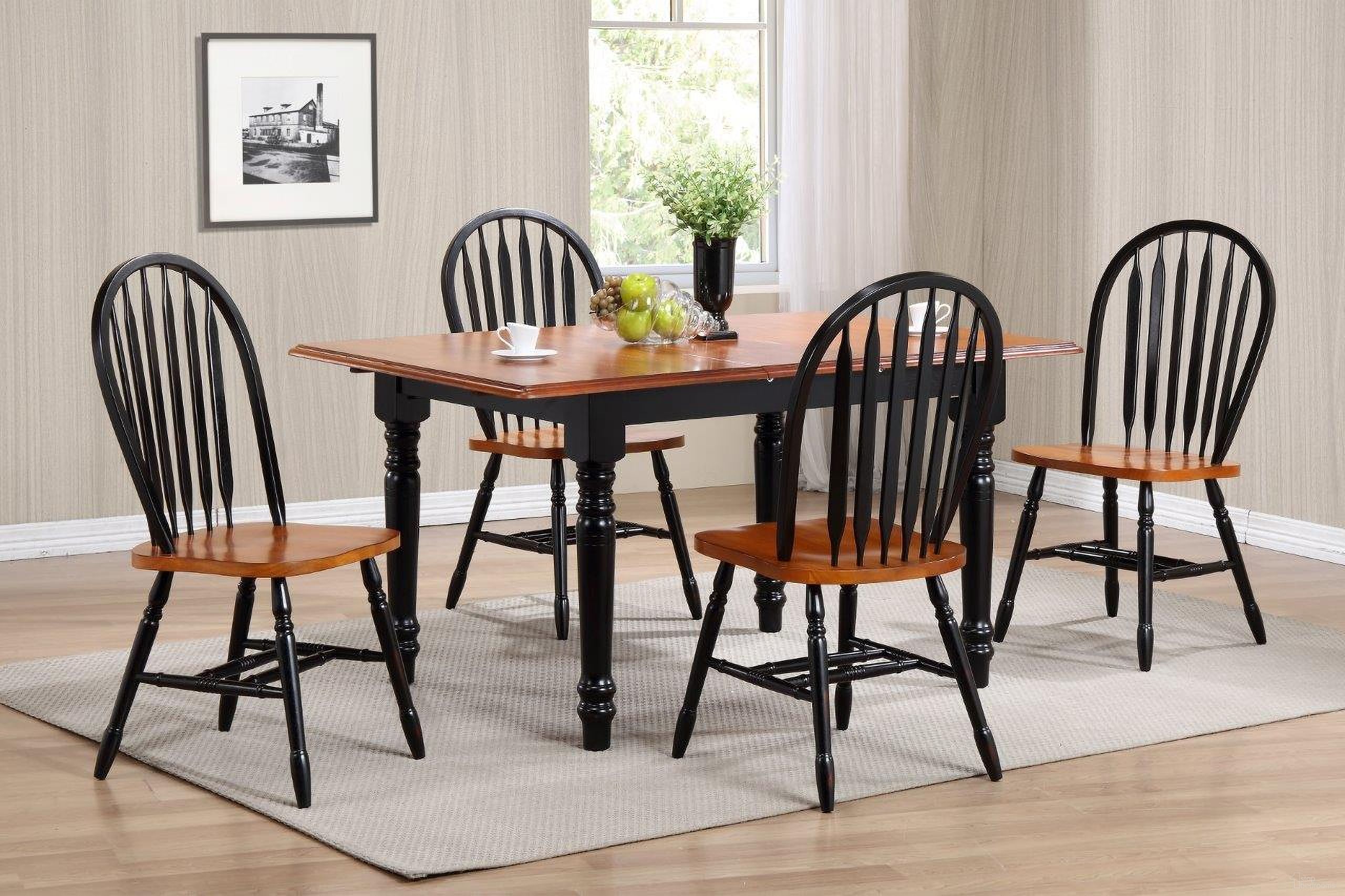 The appearance of Sunset Trading Selections 5 Piece 60 Inch Rectangular Extendable Dining Set In Antique Black And Cherry PK-TLB3660-820-BCH5P designed by Sunset Trading in the traditional interior design. This antique black and cherry piece of furniture was selected by 1StopBedrooms from Black Cherry Selections Collection to add a touch of cosiness and style into your home. Sku: PK-TLB-3660-BCH;DLU-820-BCH;DLU-820-BCH. Material: Wood.