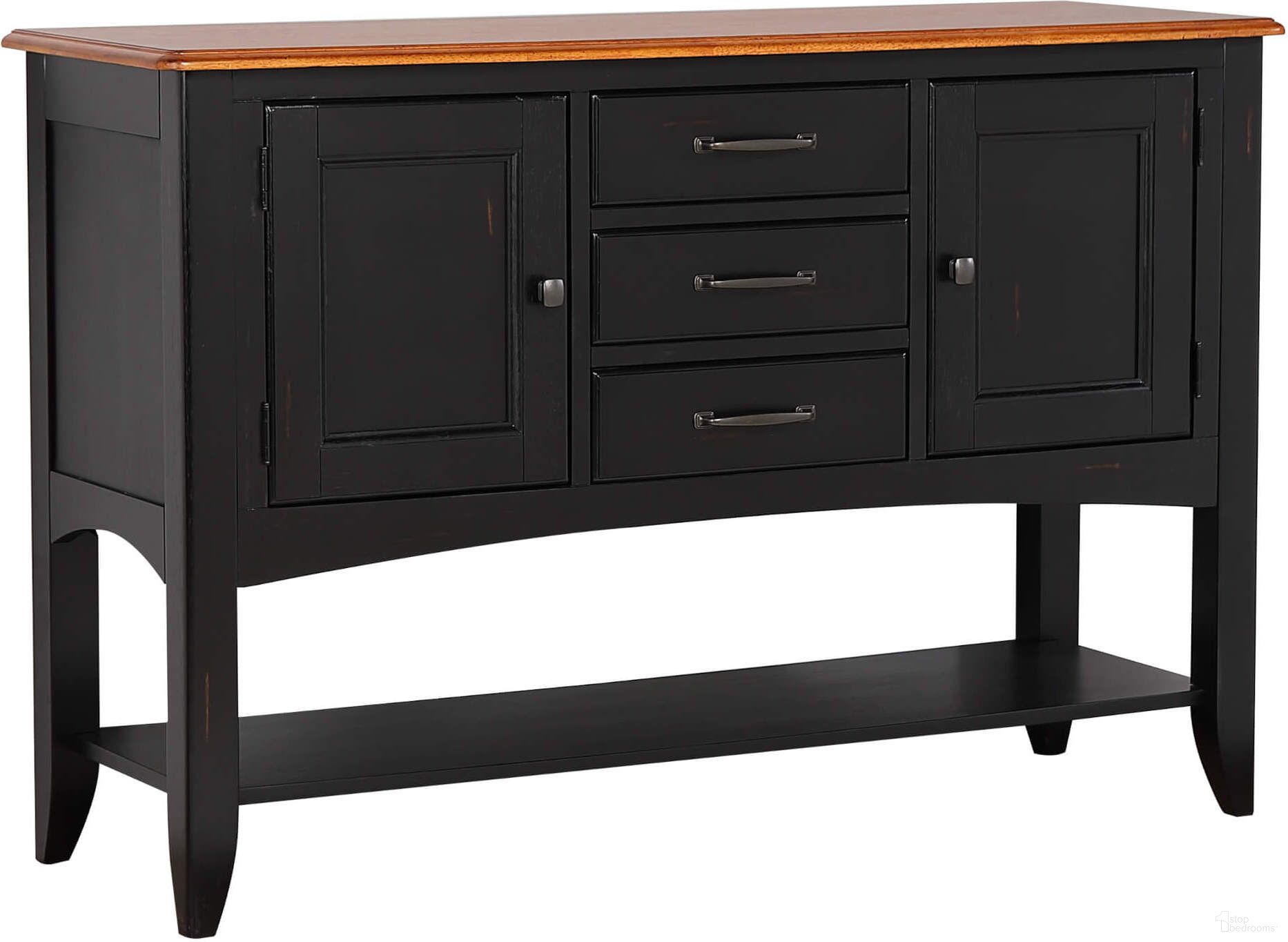 The appearance of Sunset Trading Selections Sideboard With Large Display Shelf 3 Drawers 2 Storage Cabinets Antique Black And Cherry designed by Sunset Trading in the transitional interior design. This cherry piece of furniture was selected by 1StopBedrooms from Black Cherry Selections Collection to add a touch of cosiness and style into your home. Sku: DLU-1122-SB-BCH. Material: Wood.