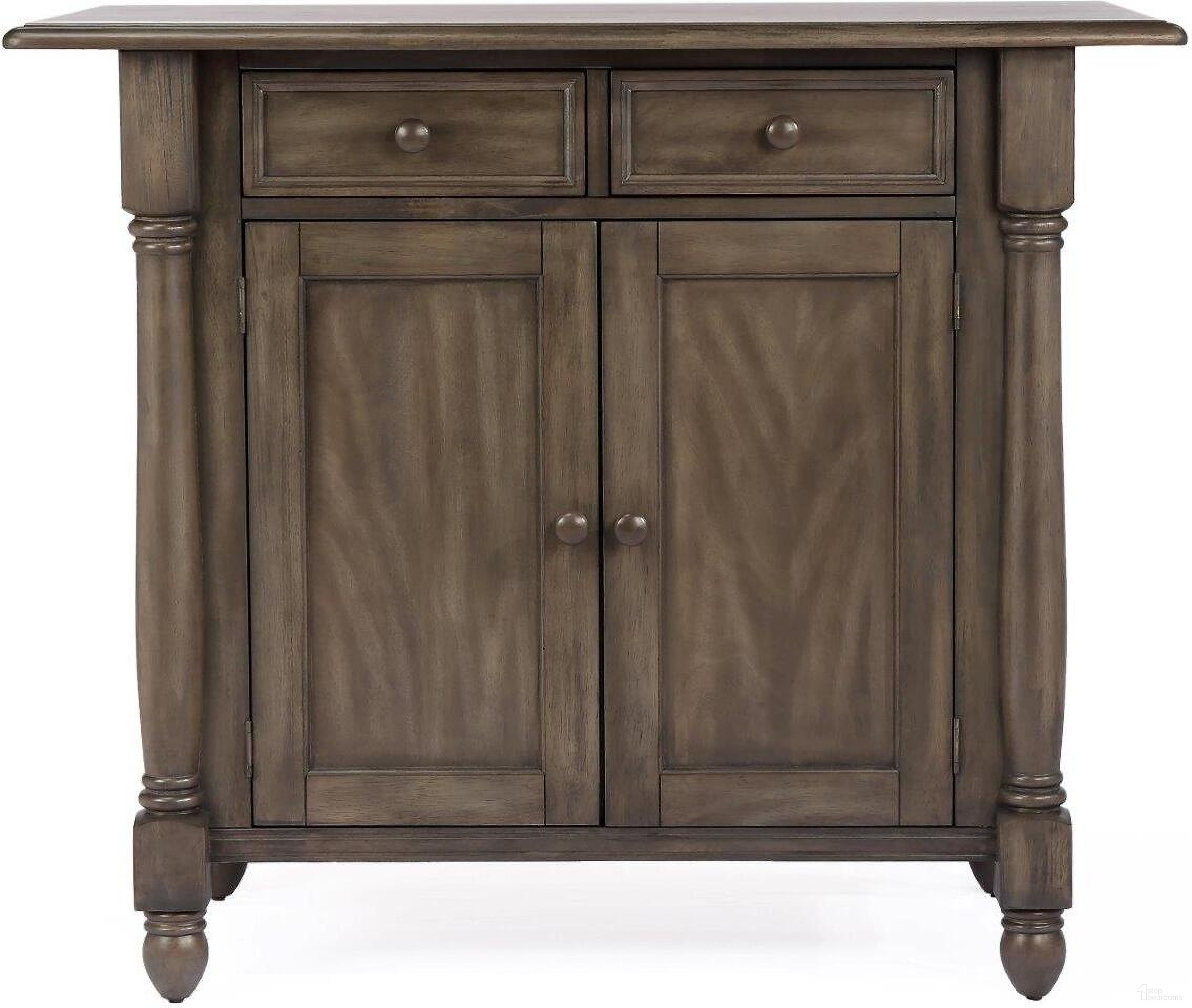 The appearance of Sunset Trading Shades of Gray Drop Leaf Kitchen Island designed by Sunset Trading in the modern / contemporary interior design. This weathered grey piece of furniture  was selected by 1StopBedrooms from Shades Of Gray Collection to add a touch of cosiness and style into your home. Sku: DLU-KI-4222-AG. Material: Wood.