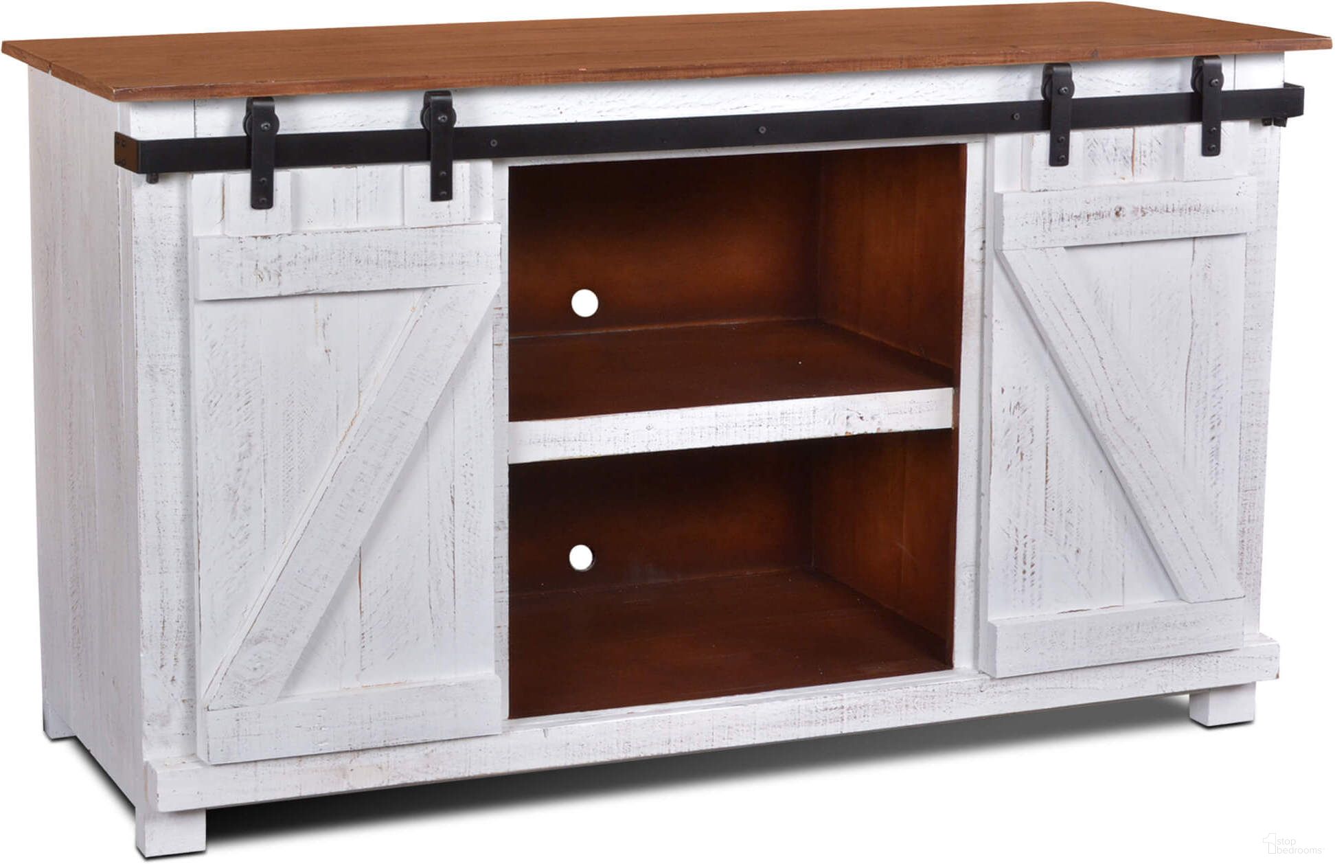 The appearance of Stowe Barn Door Console In Rustic White designed by Sunset Trading in the modern / contemporary interior design. This rustic white piece of furniture was selected by 1StopBedrooms from Stowe Collection to add a touch of cosiness and style into your home. Sku: HH-2130-060. Material: Pine.