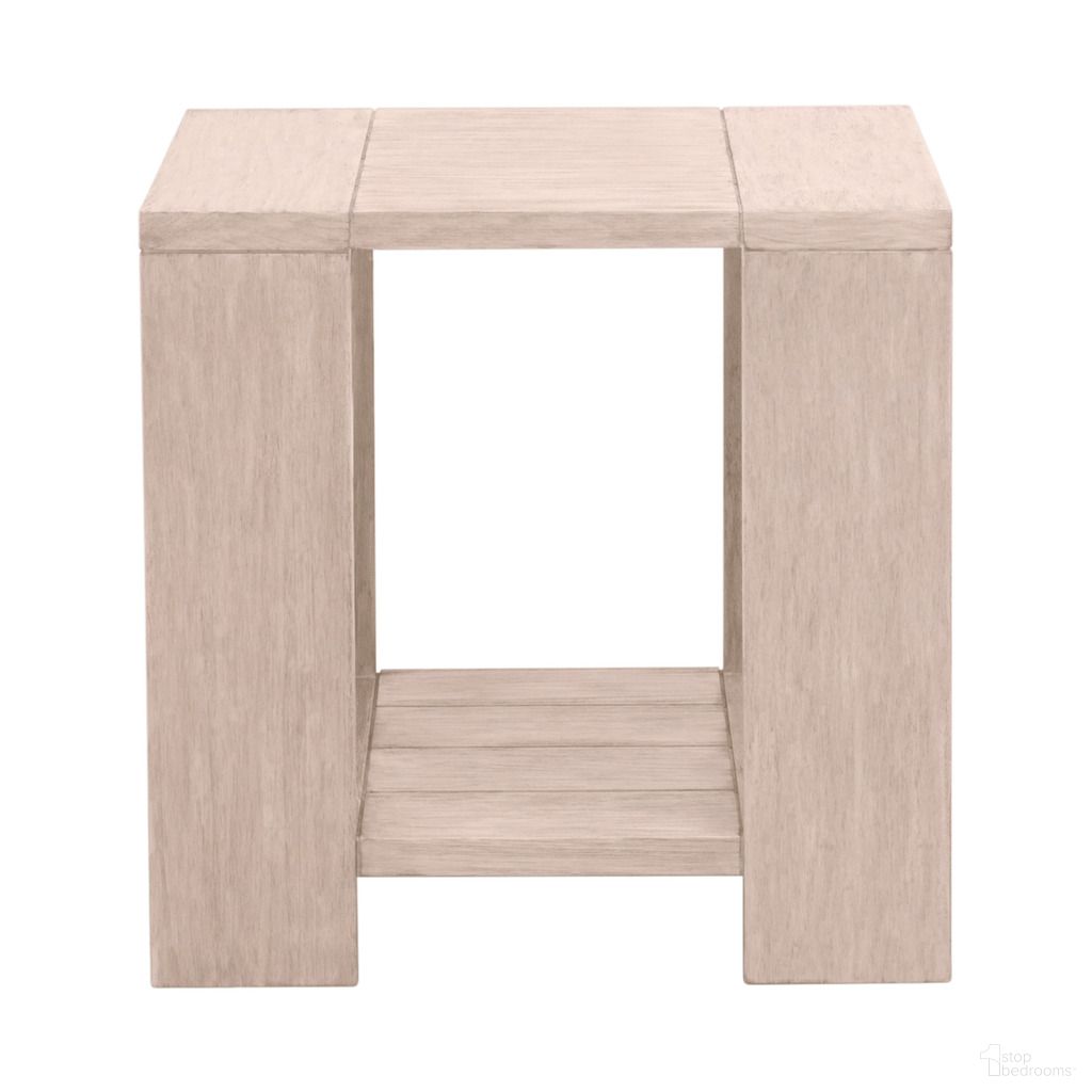 The appearance of Sur Outdoor End Table In Washed Ever Teak designed by Essentials For Living in the transitional interior design. This washed ever teak piece of furniture was selected by 1StopBedrooms from Woven Collection to add a touch of cosiness and style into your home. Sku: 6876.W-ET. Material: Teak Wood.