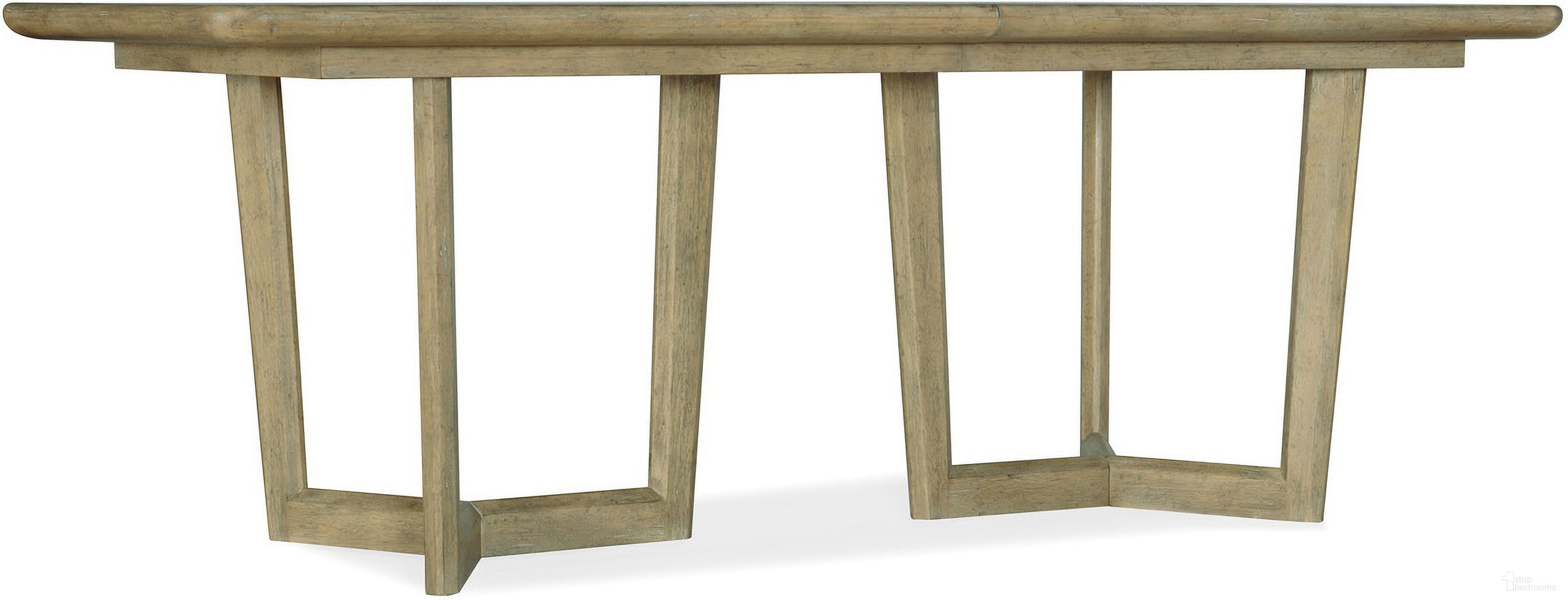 The appearance of Surfrider Rectangle Dining Table with Two 18 Inch Leaf In Light Wood designed by Hooker in the transitional interior design. This light wood piece of furniture  was selected by 1StopBedrooms from Surfrider Collection to add a touch of cosiness and style into your home. Sku: 6015-75217-80. Table Base Style: Double Pedestal. Table Top Shape: Rectangular. Material: Veneer. Size: 42" x 82".