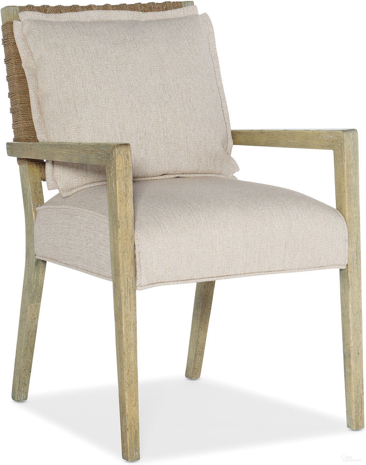 The appearance of Surfrider Woven Back Arm Chair set of 2 designed by Hooker in the transitional interior design. This beige piece of furniture was selected by 1StopBedrooms from Surfrider Collection to add a touch of cosiness and style into your home. Sku: 6015-75301-80. Material: Fabric. Chair Type: Arm Chair.