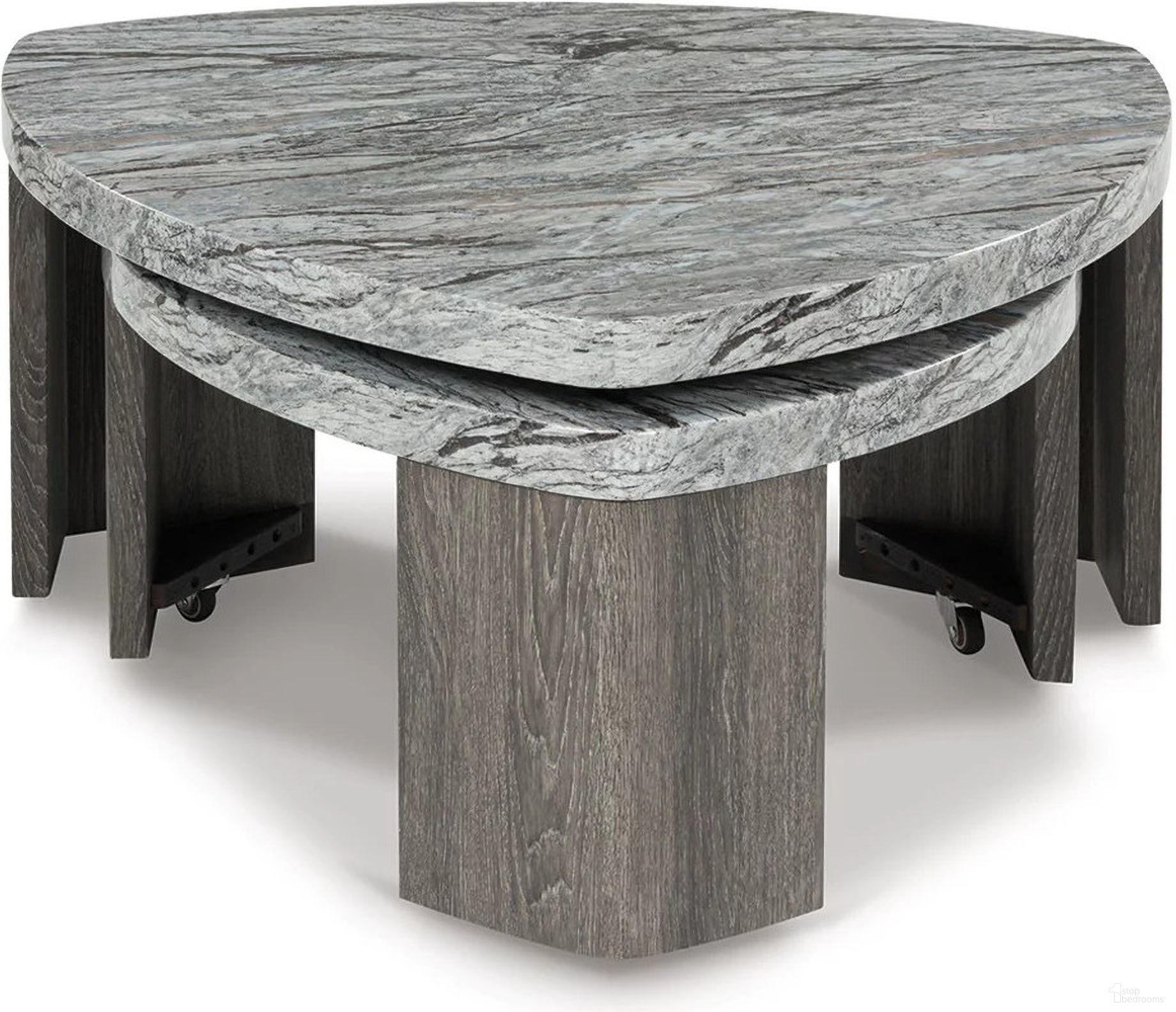 The appearance of Surmour Stacked Coffee Table In Gray and Brown designed by Signature Design by Ashley in the modern / contemporary interior design. This gray/brown piece of furniture was selected by 1StopBedrooms from Surmour Collection to add a touch of cosiness and style into your home. Sku: T600-0. Material: Marble.