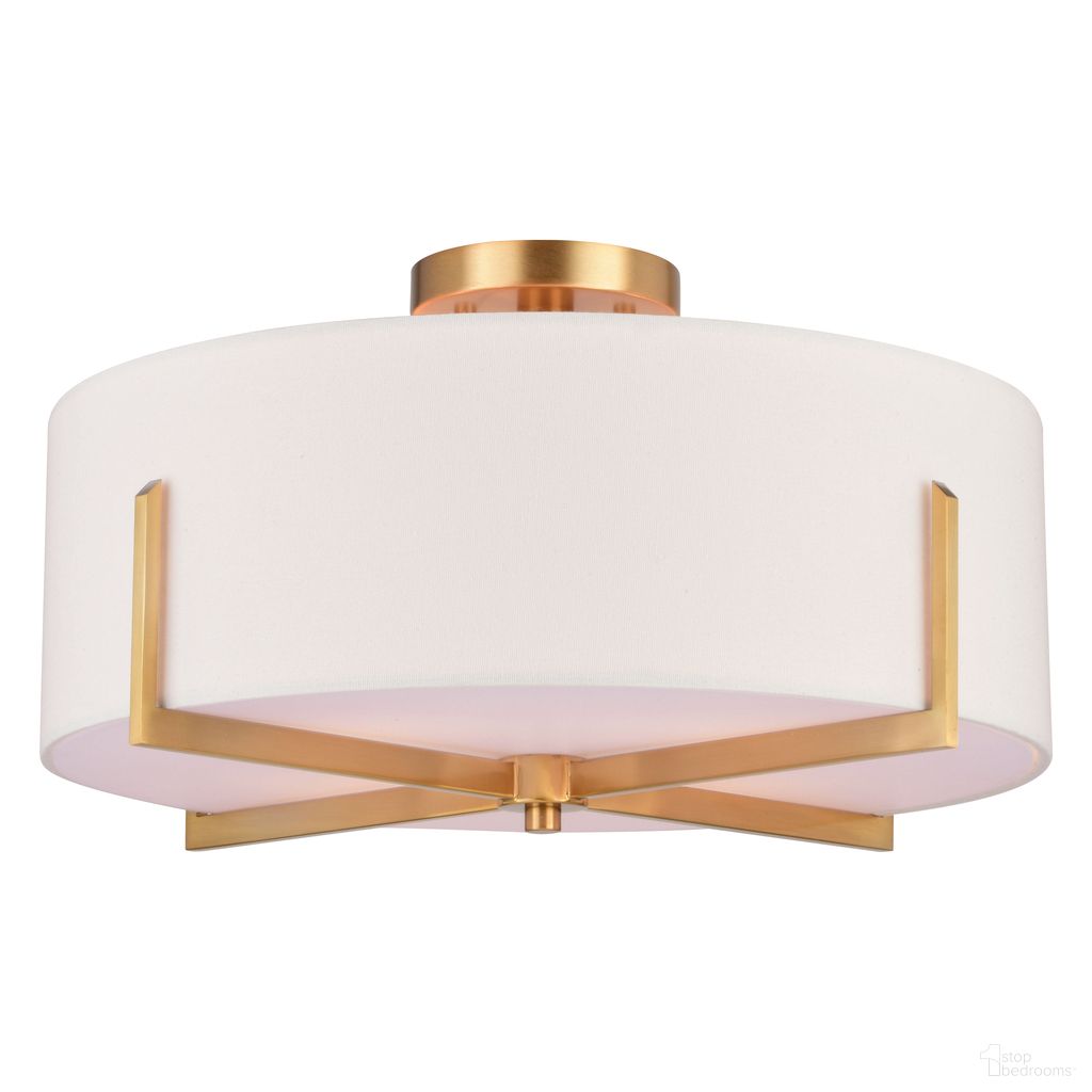 The appearance of Surrey 18 Inch 4 Light Semi-Flush Mount In Natural Brass designed by Vaxcel in the transitional interior design. This natural brass piece of furniture  was selected by 1StopBedrooms from Surrey Collection to add a touch of cosiness and style into your home. Sku: C0277. Material: Steel.