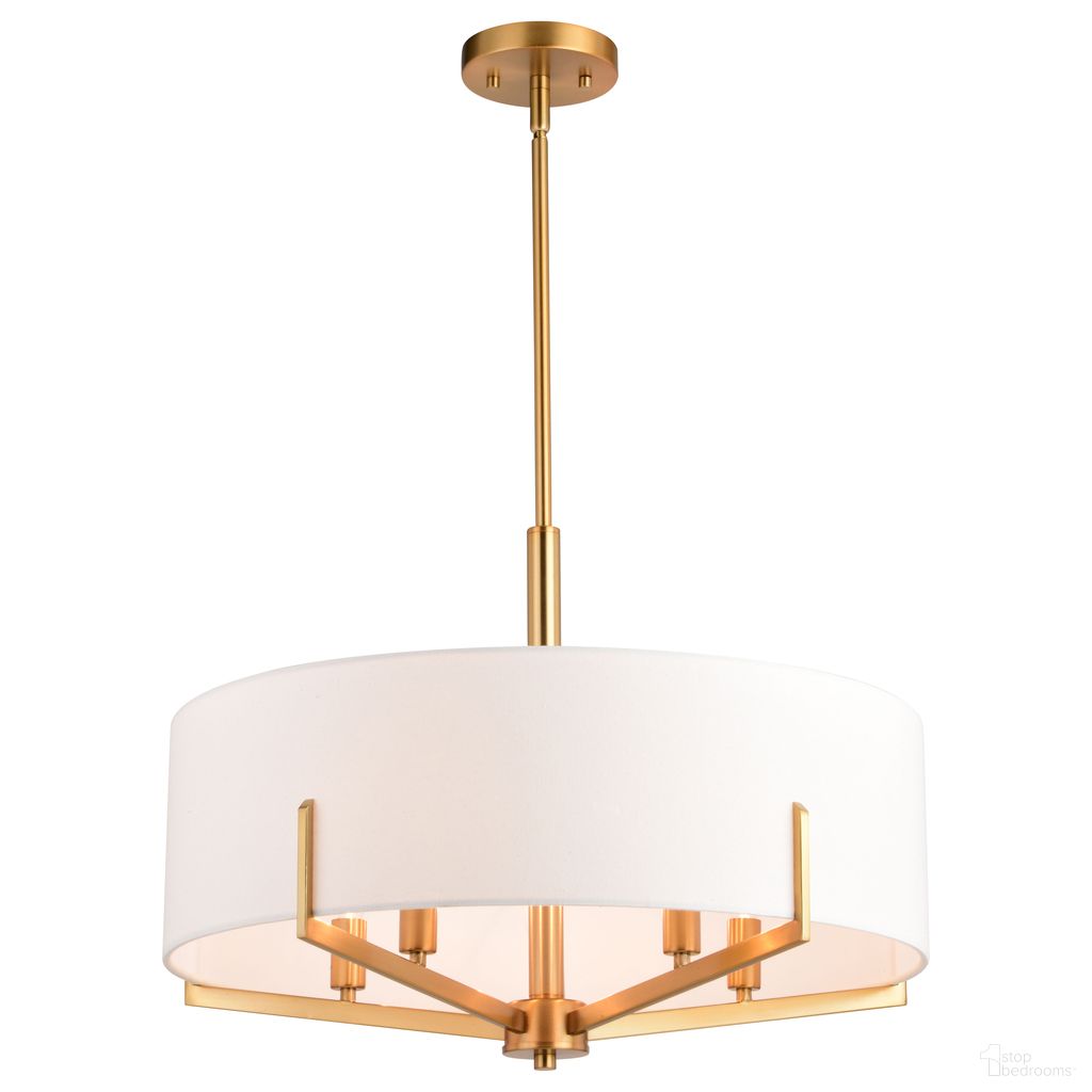The appearance of Surrey 22 Inch 5 Light Chandelier In Natural Brass designed by Vaxcel in the transitional interior design. This natural brass piece of furniture was selected by 1StopBedrooms from Surrey Collection to add a touch of cosiness and style into your home. Sku: H0273. Material: Steel.