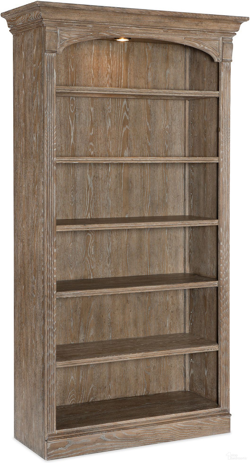 The appearance of Sutter Sutter Bookcase designed by Hooker in the traditional interior design. This medium wood piece of furniture  was selected by 1StopBedrooms from Sutter Collection to add a touch of cosiness and style into your home. Sku: 5981-10445-80. Material: Veneer.
