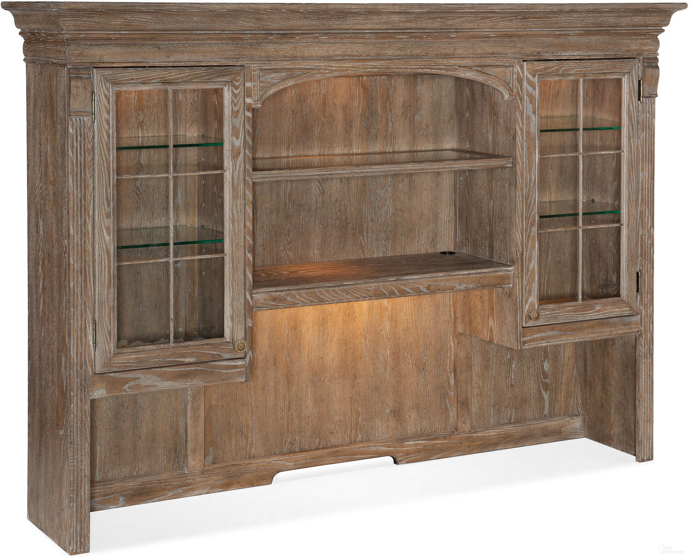 The appearance of Sutter Credenza Hutch designed by Hooker in the traditional interior design. This medium wood piece of furniture  was selected by 1StopBedrooms from Work Your Way Collection to add a touch of cosiness and style into your home. Sku: 5981-10467-80. Material: Wood.