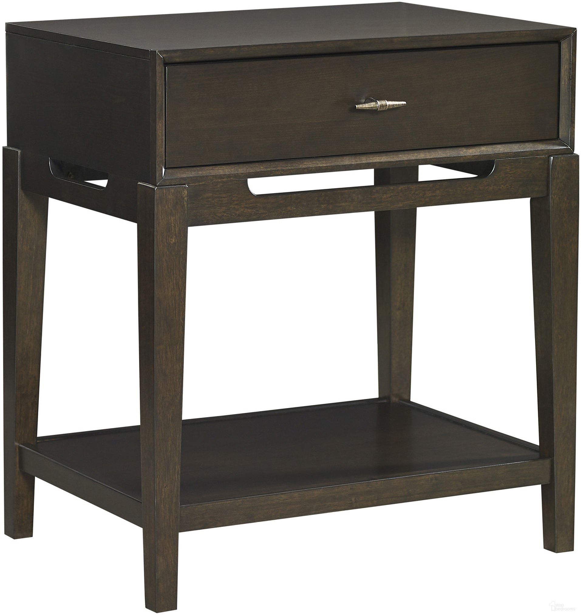 The appearance of Sutton 1 Drawer Nightstand In French Roast designed by Aspenhome in the transitional interior design. This roast piece of furniture  was selected by 1StopBedrooms from Sutton Collection to add a touch of cosiness and style into your home. Sku: I3048-451. Material: Wood.