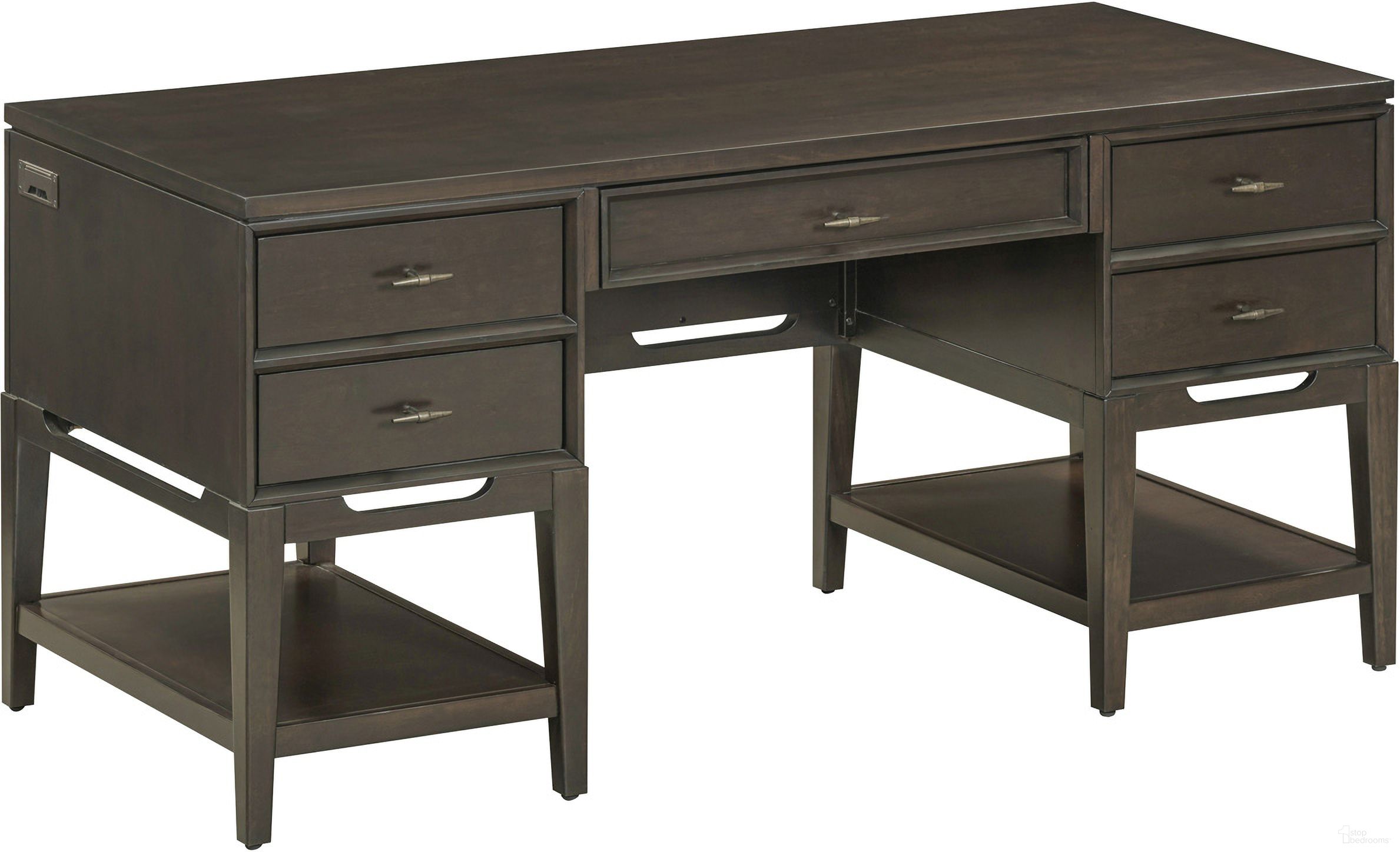 The appearance of Sutton 64 Inch Half Pedestal Desk In French Roast designed by Aspenhome in the transitional interior design. This roast piece of furniture was selected by 1StopBedrooms from Sutton Collection to add a touch of cosiness and style into your home. Sku: I3048-371. Material: Wood.