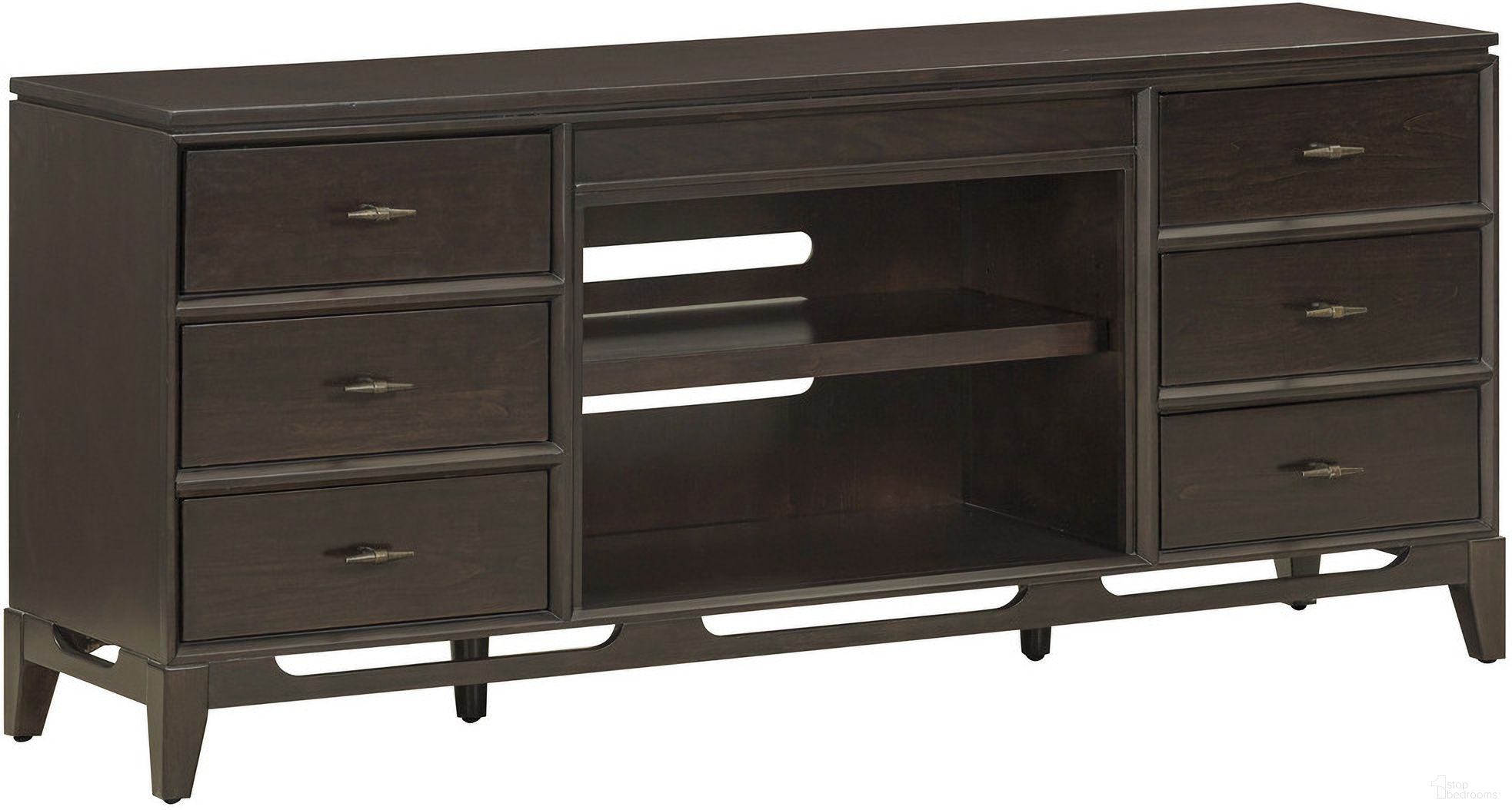 The appearance of Sutton 65 Inch Console with 6 Drawers In French Roast designed by Aspenhome in the transitional interior design. This roast piece of furniture was selected by 1StopBedrooms from Sutton Collection to add a touch of cosiness and style into your home. Sku: I3048-265. Material: Wood.