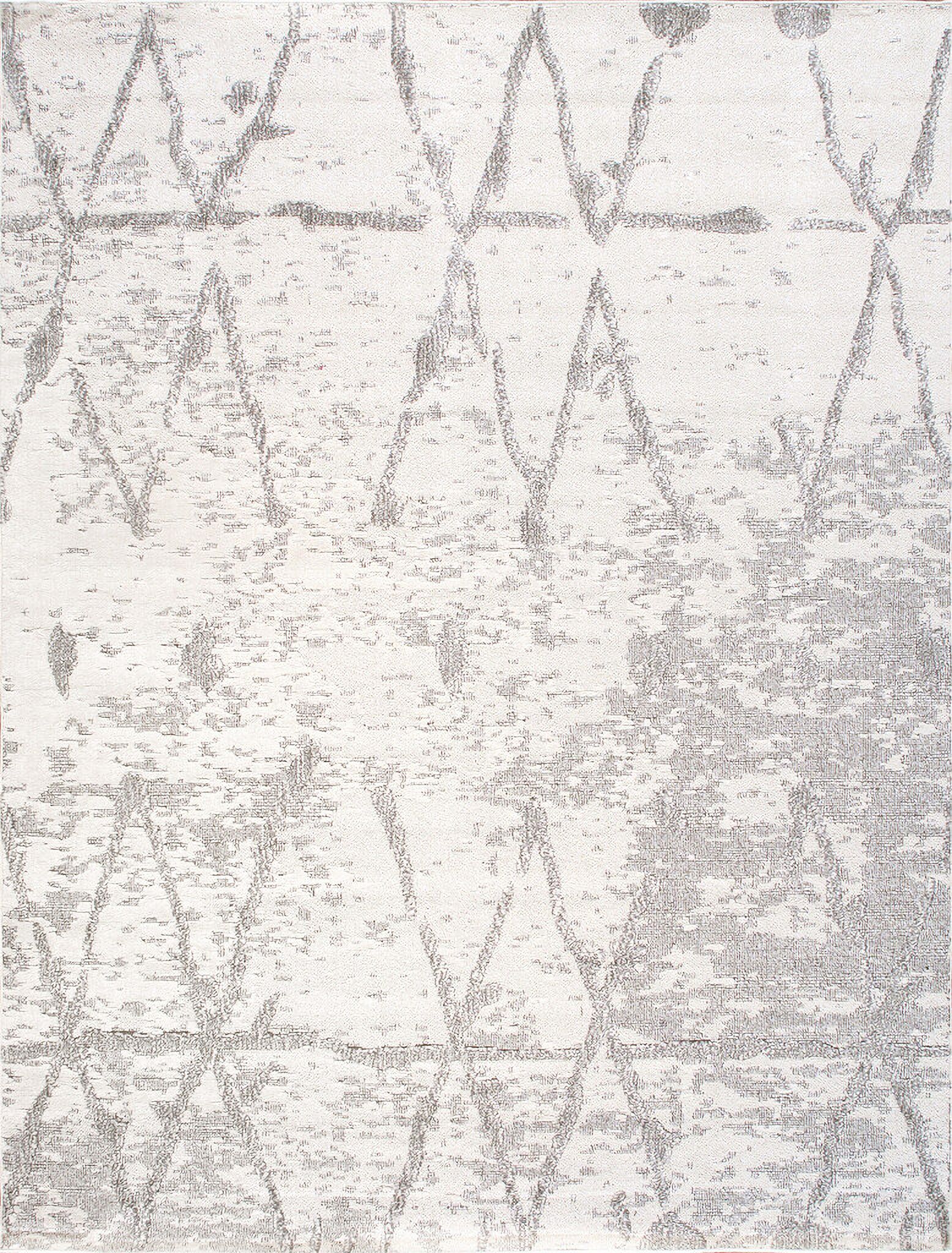 Sutton Luxury Power Loom Geometric Area Rug-12' x 15' In Ivory and Grey