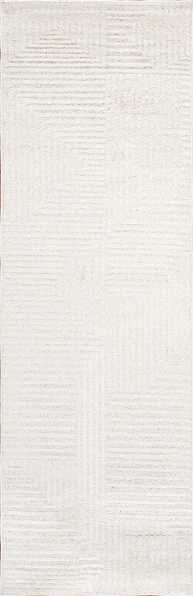 Sutton Luxury Power Loom Striped Area Rug- 2' 7" x 8' In Ivory