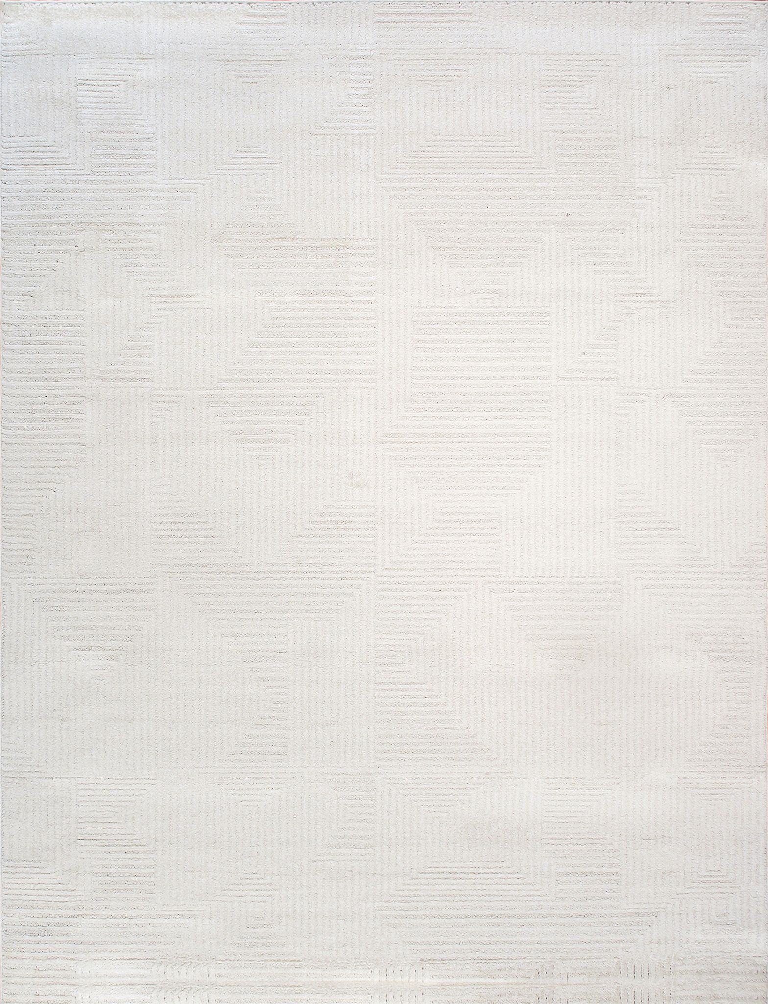 Sutton Luxury Power Loom Striped Area Rug- 4' x 6' In Ivory