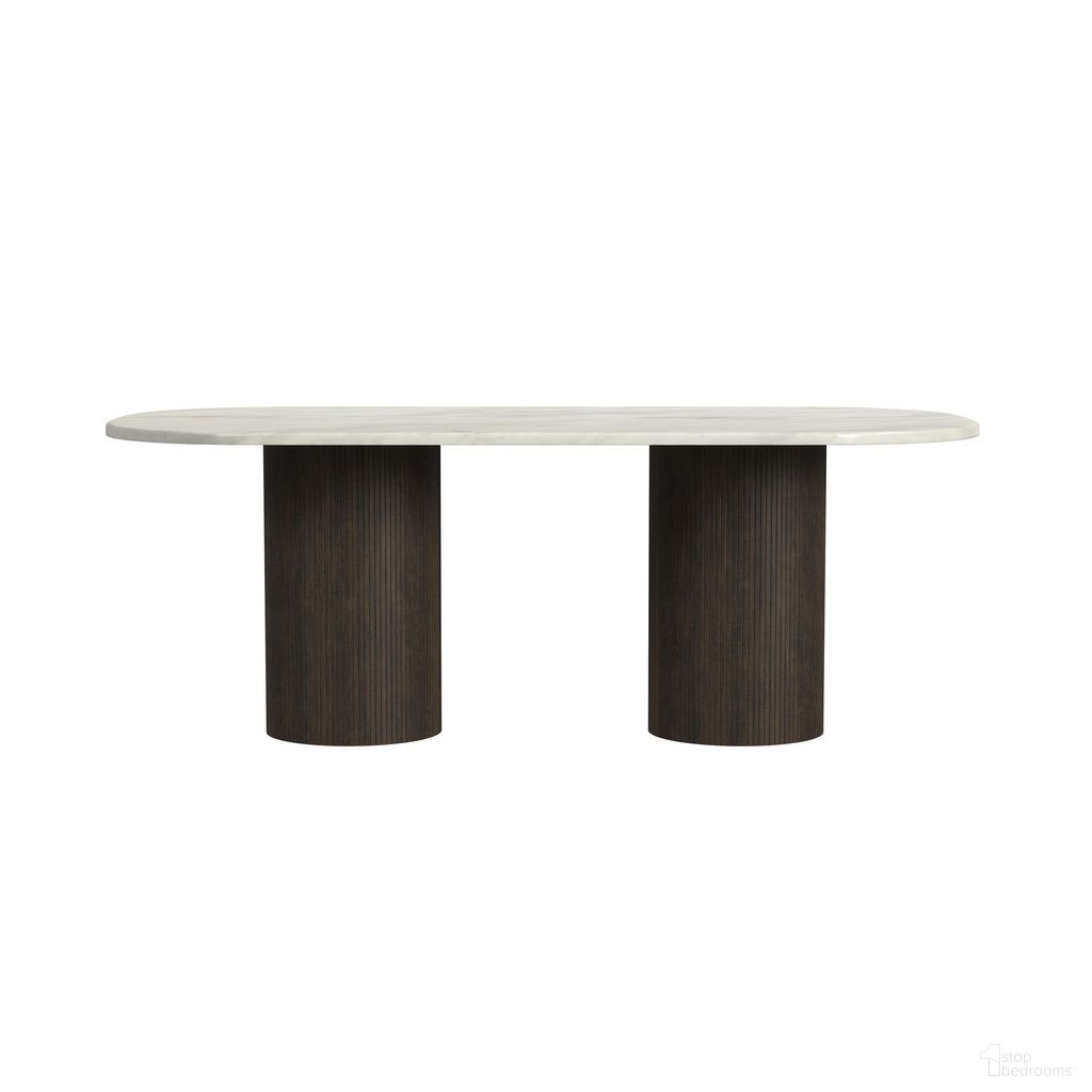 Sutton Oval Dining Table In White and Dark Brown
