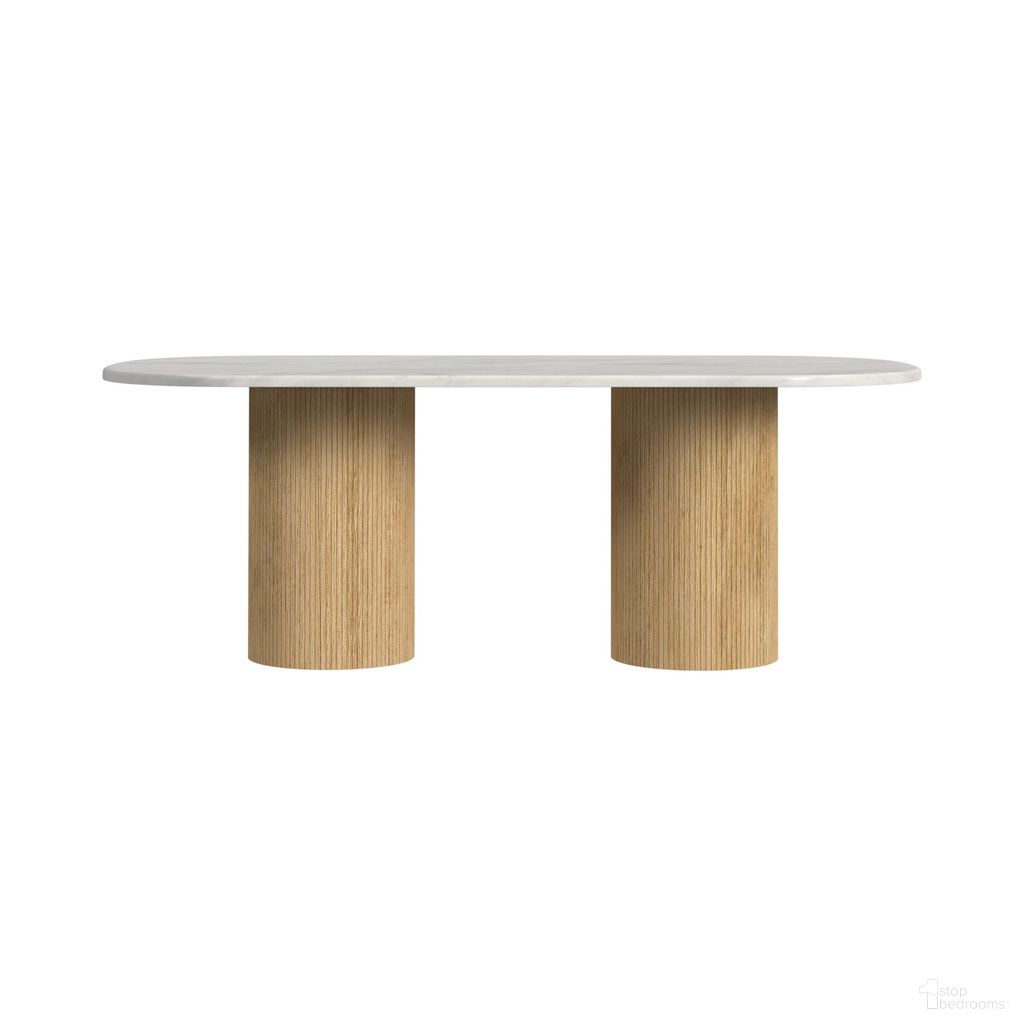 Sutton Oval Dining Table In White and Natural