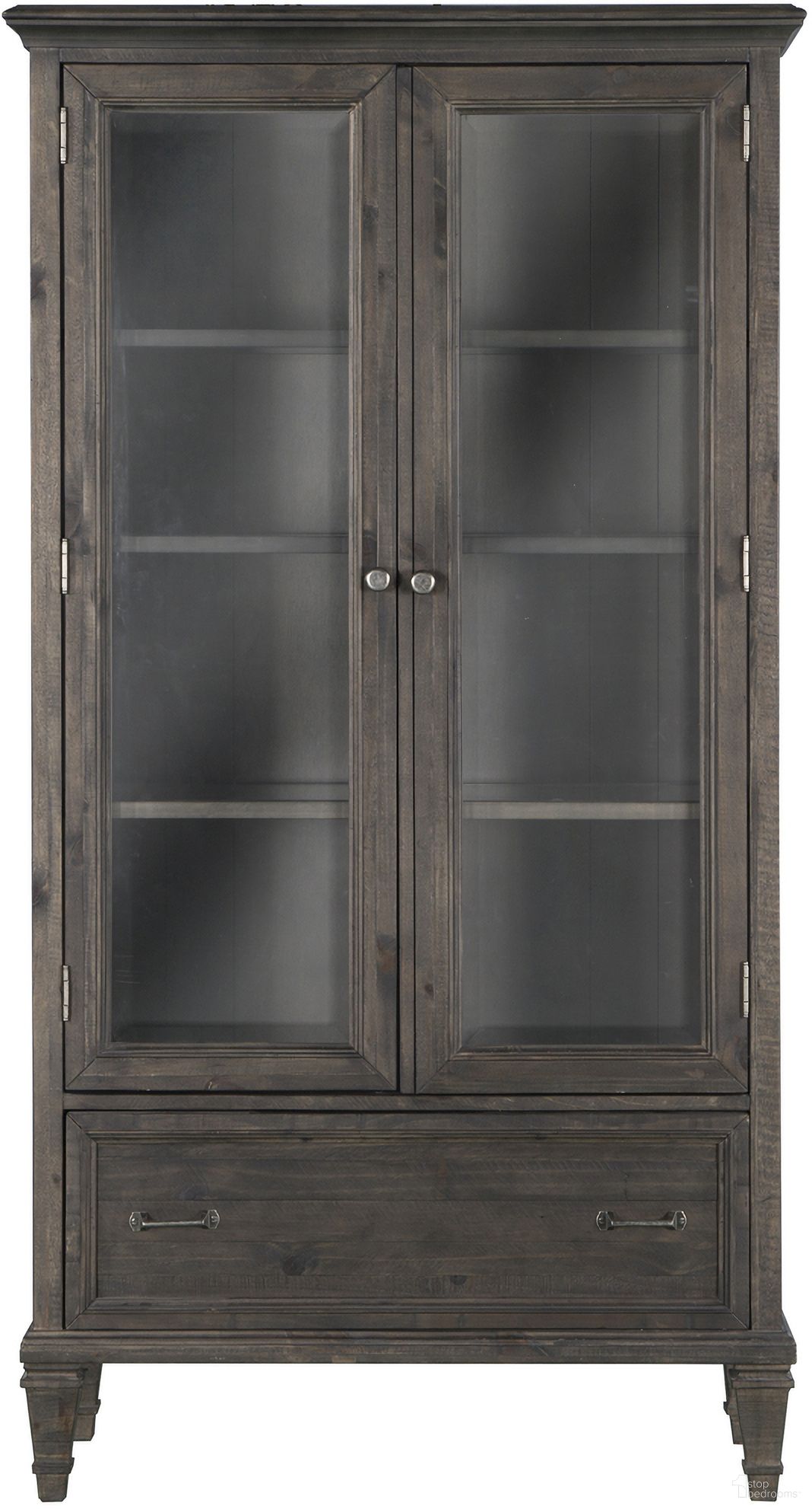 The appearance of Sutton Place Door Bookcase In Weathered Charcoal designed by Magnussen in the traditional interior design. This weathered charcoal piece of furniture was selected by 1StopBedrooms from Sutton Collection to add a touch of cosiness and style into your home. Sku: H3612-22. Material: Pine.