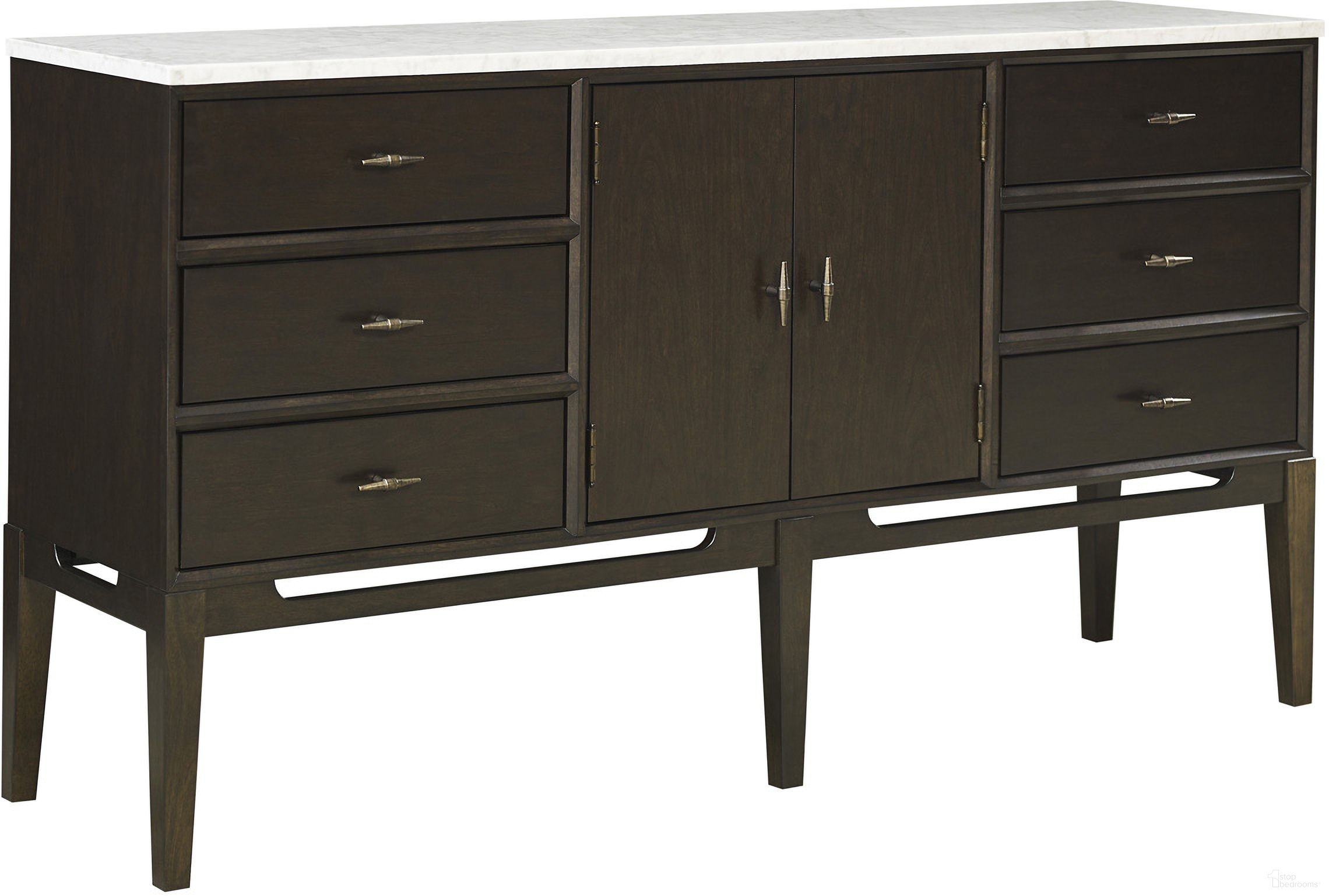 The appearance of Sutton Sideboard In French Roast designed by Aspenhome in the transitional interior design. This roast piece of furniture was selected by 1StopBedrooms from Sutton Collection to add a touch of cosiness and style into your home. Sku: I3048-6808. Material: Wood.