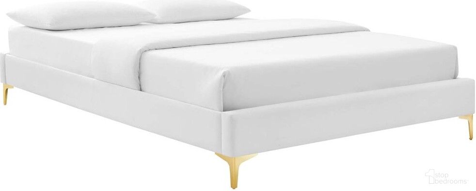 Sutton Twin Performance Velvet Bed Frame In White