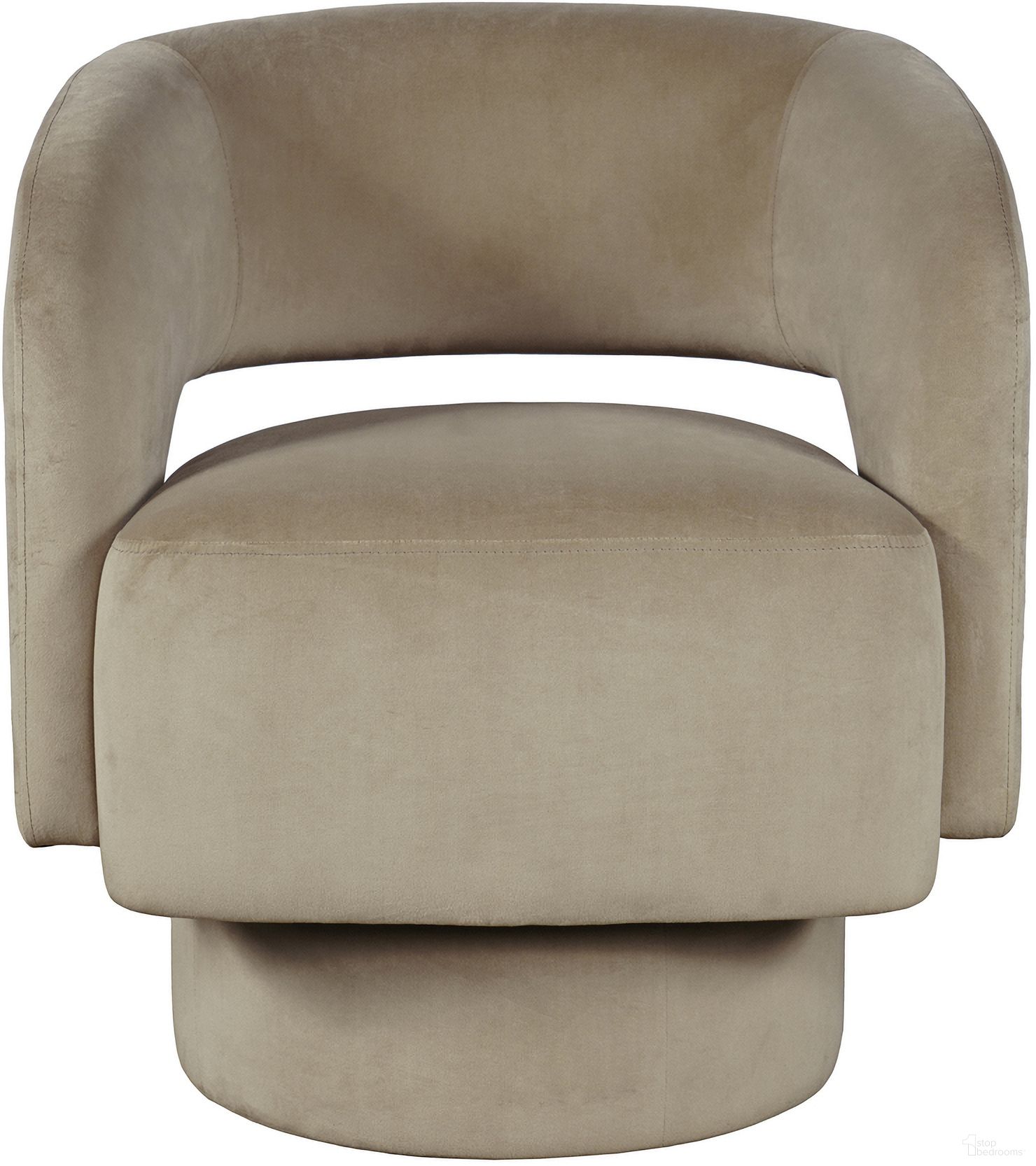The appearance of Sutton Upholstered Split Back Curved Sculpture Swivel Accent Chair In Sand designed by Jofran in the modern / contemporary interior design. This sand piece of furniture was selected by 1StopBedrooms from Sutton Collection to add a touch of cosiness and style into your home. Sku: SUTTON-SW-SAND. Material: Iron.
