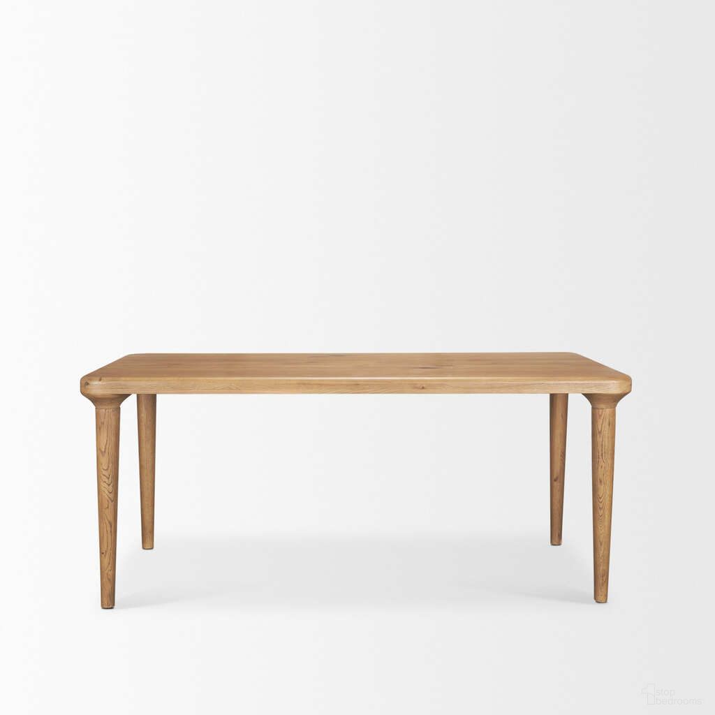 The appearance of Suvan 72L Rectangular Oak Wood Dining Table In Brown designed by Mercana in the transitional interior design. This brown piece of furniture  was selected by 1StopBedrooms from Suvan Collection to add a touch of cosiness and style into your home. Sku: 70870-AB. Table Base Style: Legs. Table Top Shape: Rectangular. Size: 72" x 36". Material: Solid Wood.