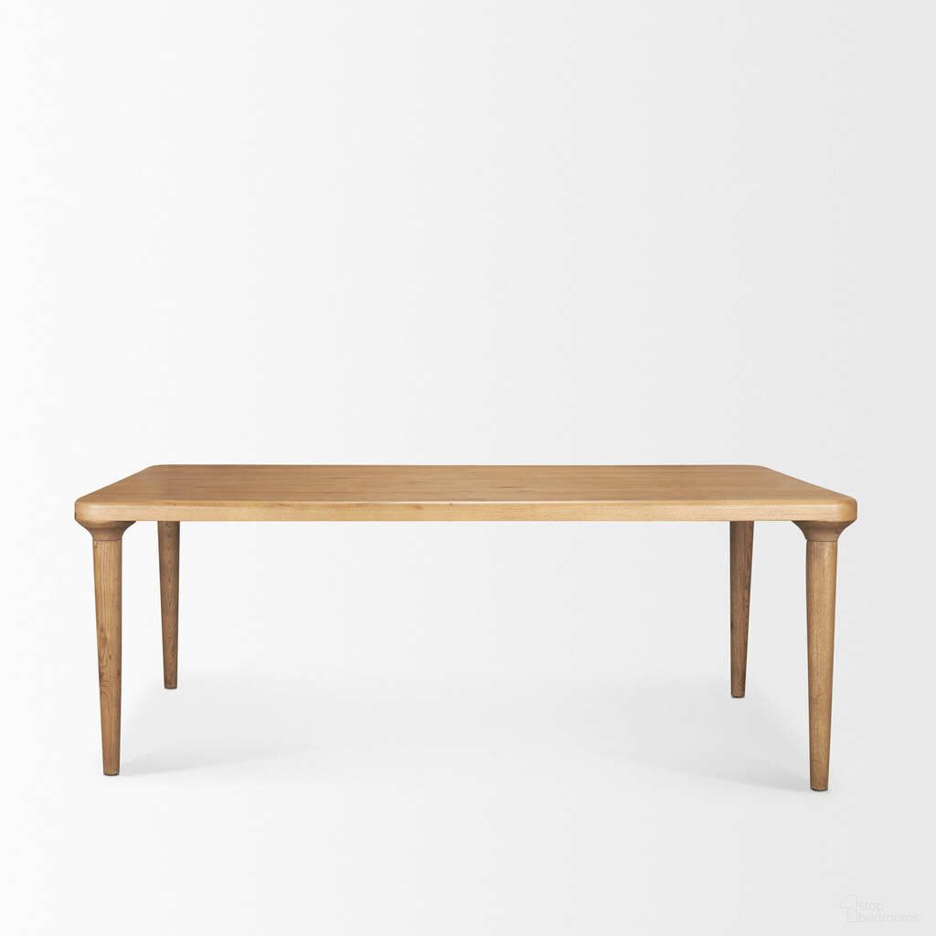 The appearance of Suvan 84L Rectangular Oak Wood Dining Table In Brown designed by Mercana in the transitional interior design. This brown piece of furniture  was selected by 1StopBedrooms from Suvan Collection to add a touch of cosiness and style into your home. Sku: 70882-AB. Table Base Style: Legs. Table Top Shape: Rectangular. Size: 84" x 42". Material: Solid Wood.