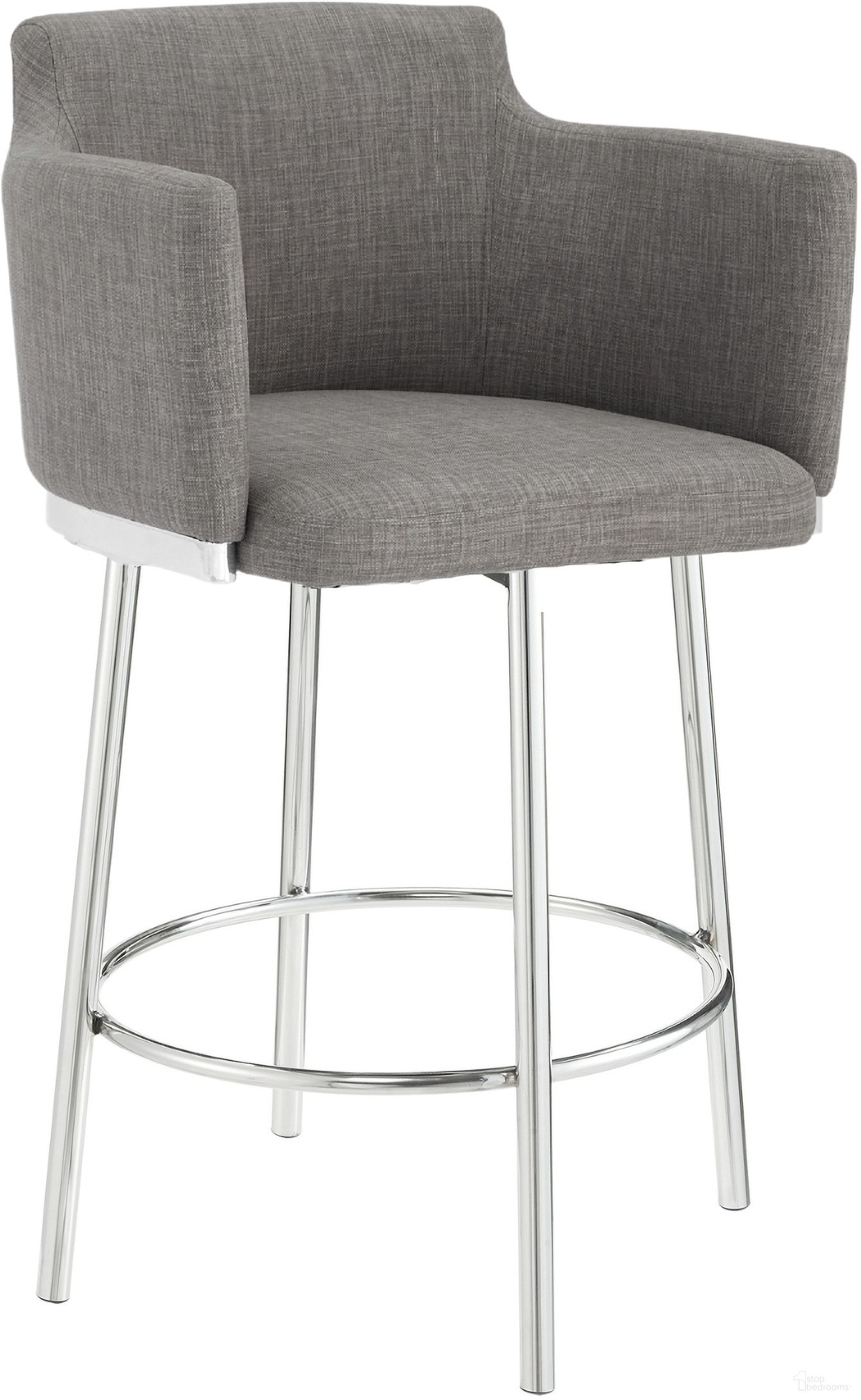 The appearance of Suzzie Linen Fabric Counter Swivel Arm Barstool In Gray designed by Casabianca Home in the modern / contemporary interior design. This gray piece of furniture  was selected by 1StopBedrooms from Suzzie Collection to add a touch of cosiness and style into your home. Sku: CB-951GFAB. Material: Linen.