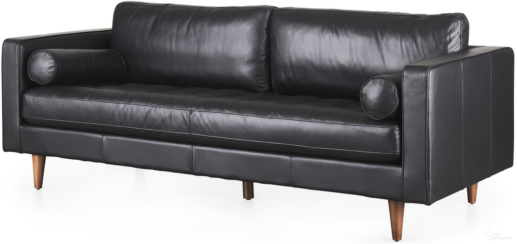 The appearance of Svend Sofa In Black designed by Mercana in the modern / contemporary interior design. This black piece of furniture was selected by 1StopBedrooms from Svend Collection to add a touch of cosiness and style into your home. Sku: 69641. Material: Wood.