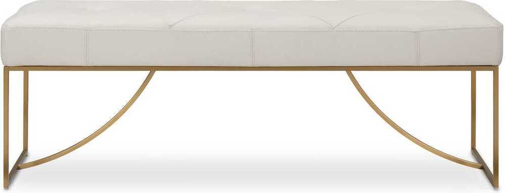 Swale Leather Bench In Gold and White