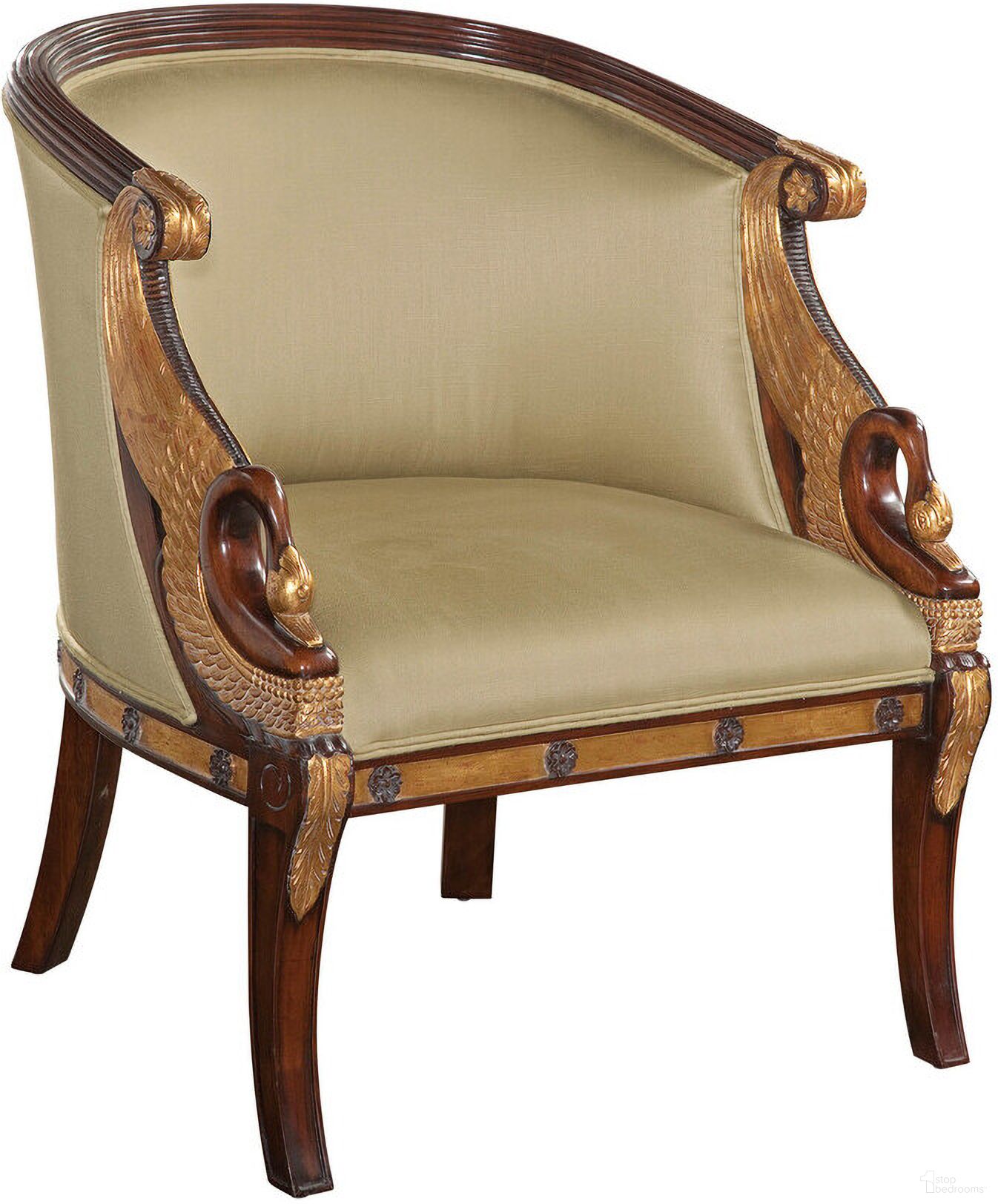 The appearance of Swan Occasional Chair In Neutral/Mahogany/Brass designed by Maitland-Smith in the modern / contemporary interior design. This neutral/mahogany/brass piece of furniture  was selected by 1StopBedrooms from Maitland Smith Collection to add a touch of cosiness and style into your home. Sku: 8109-43. Material: Mahogany.
