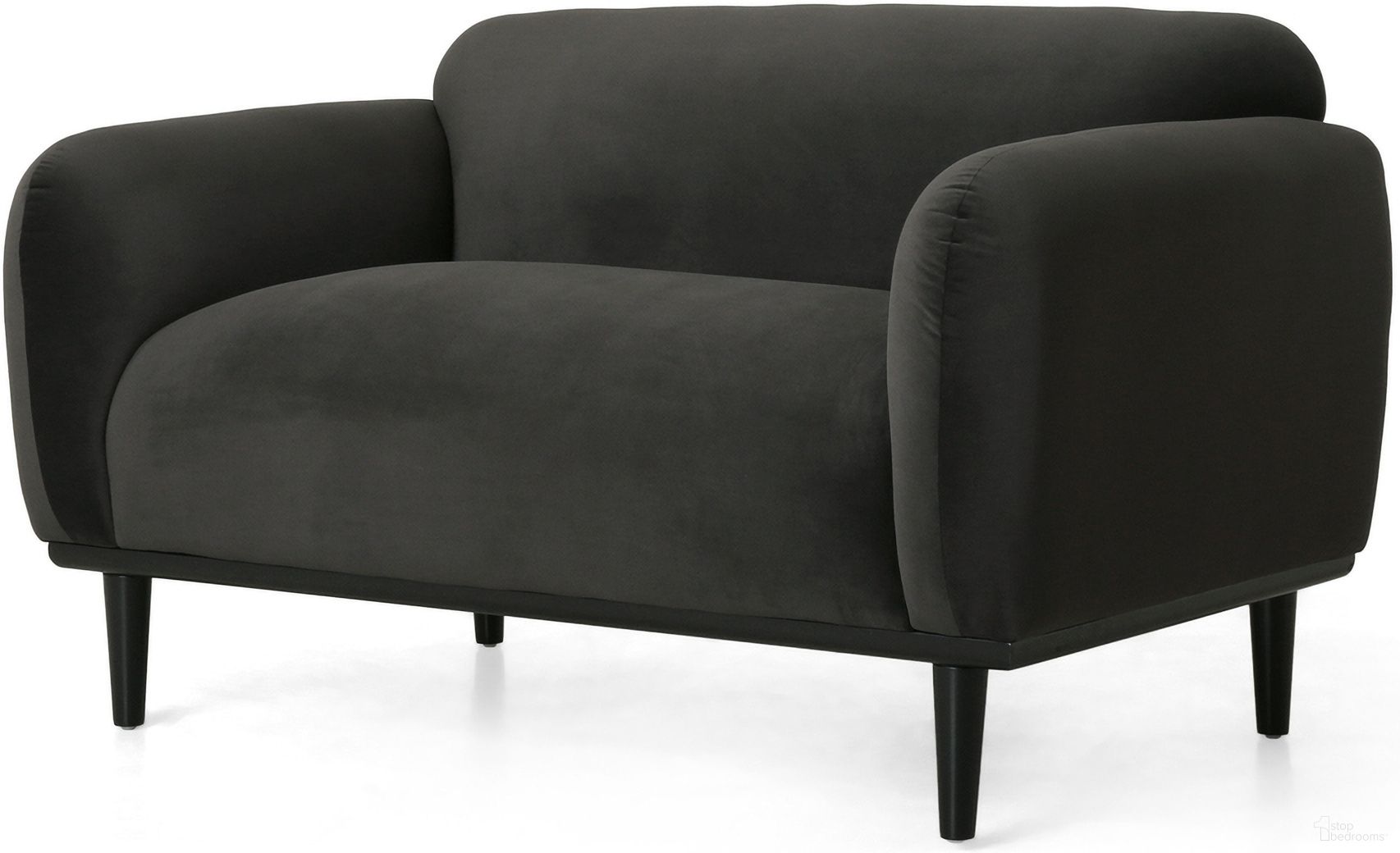 The appearance of Sway Upholstered Loveseat with Wood Legs and Round Arms In Dark Grey designed by Noble House in the modern / contemporary interior design. This dark grey piece of furniture  was selected by 1StopBedrooms from Sway Collection to add a touch of cosiness and style into your home. Sku: 74315.00DGRY. Material: Velvet.