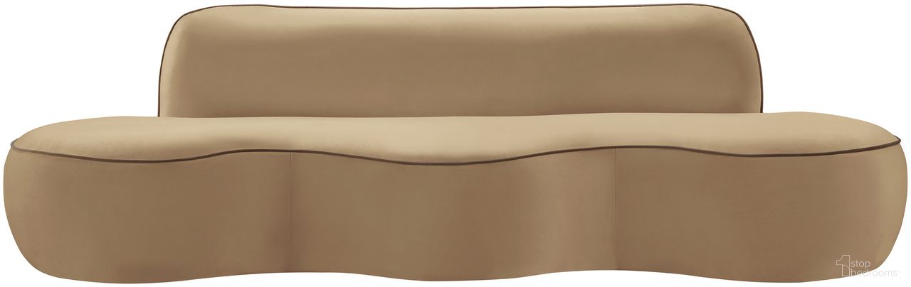 The appearance of Swerve 101 Inch Velvet Upholstered Sofa In Beige designed by Meridian in the modern / contemporary interior design. This beige piece of furniture was selected by 1StopBedrooms from Swerve Collection to add a touch of cosiness and style into your home. Sku: 44021Beige-S. Material: Velvet.