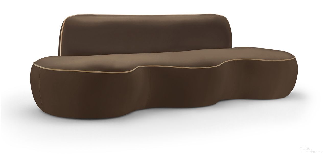 The appearance of Swerve 101 Inch Velvet Upholstered Sofa In Brown designed by Meridian in the modern / contemporary interior design. This brown piece of furniture was selected by 1StopBedrooms from Swerve Collection to add a touch of cosiness and style into your home. Sku: 44021Brown-S. Material: Velvet.
