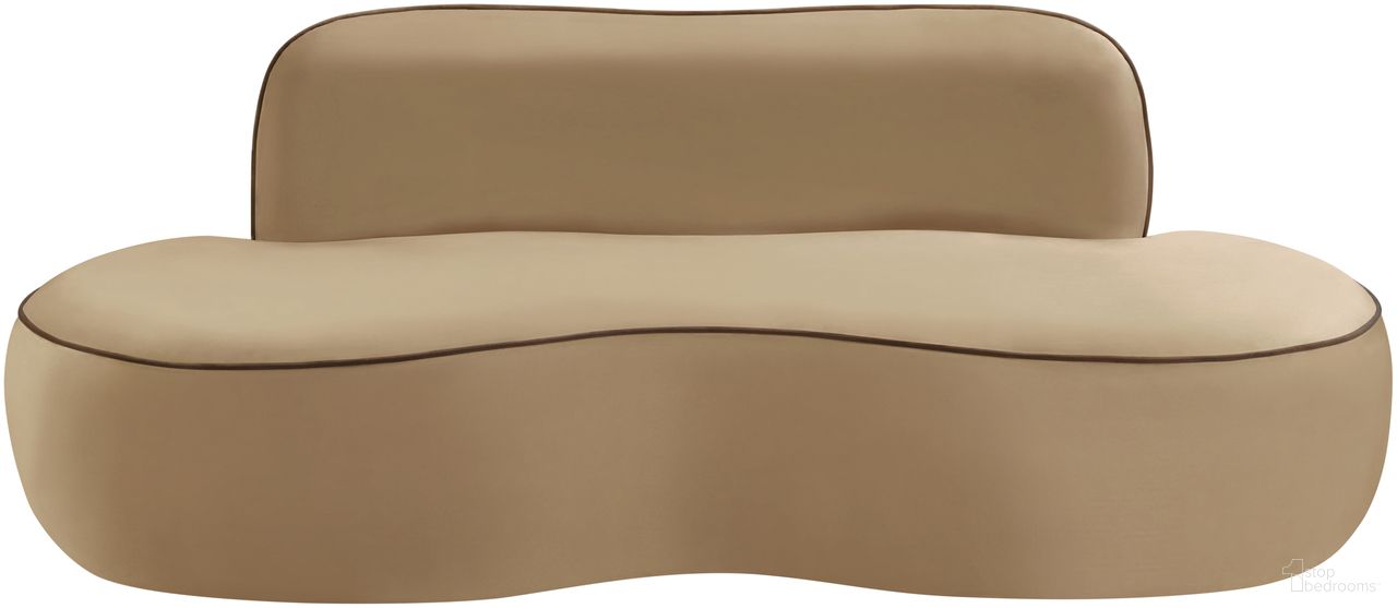 The appearance of Swerve 77 Inch Velvet Upholstered Loveseat In Beige designed by Meridian in the modern / contemporary interior design. This beige piece of furniture  was selected by 1StopBedrooms from Swerve Collection to add a touch of cosiness and style into your home. Sku: 44021Beige-L. Material: Velvet.