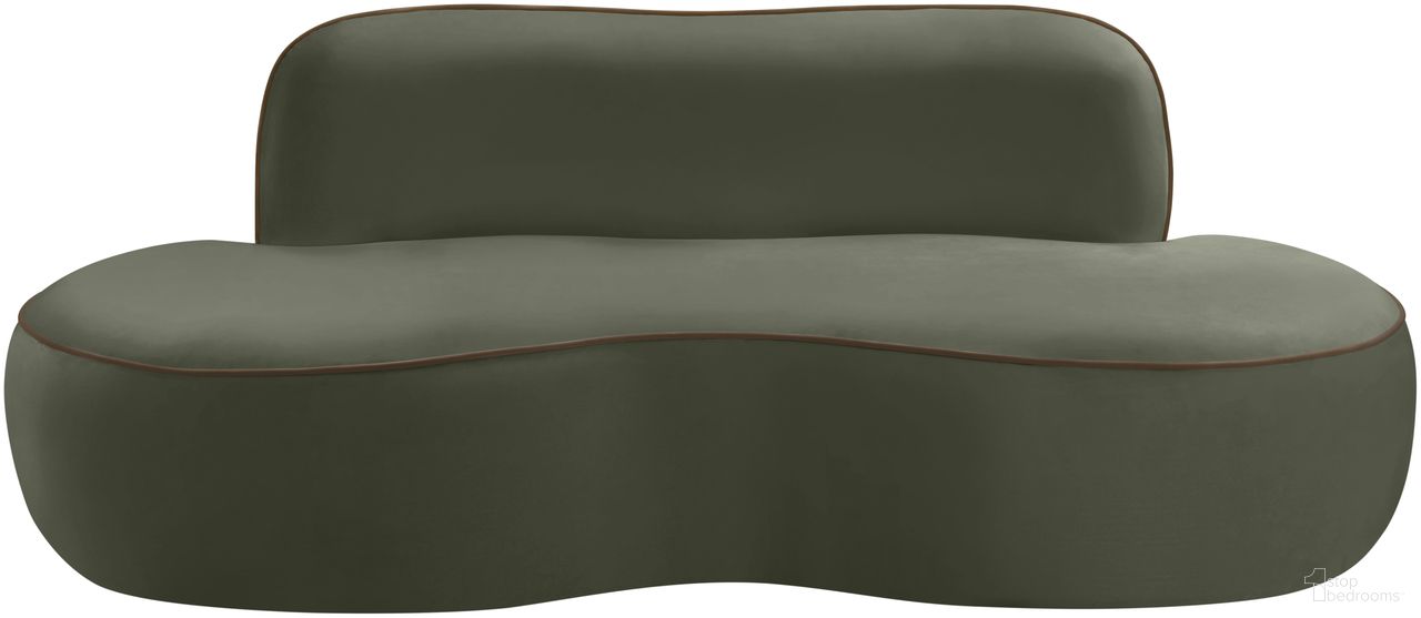 The appearance of Swerve 77 Inch Velvet Upholstered Loveseat In Green designed by Meridian in the modern / contemporary interior design. This green piece of furniture was selected by 1StopBedrooms from Swerve Collection to add a touch of cosiness and style into your home. Sku: 44021Green-L. Material: Velvet.