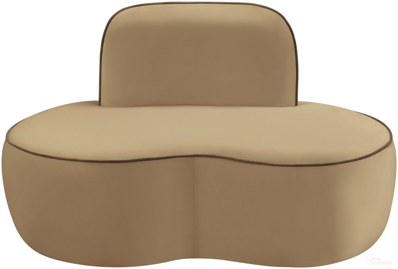 The appearance of Swerve Velvet Upholstered Chair In Beige designed by Meridian in the modern / contemporary interior design. This beige piece of furniture was selected by 1StopBedrooms from Swerve Collection to add a touch of cosiness and style into your home. Sku: 44021Beige-C. Material: Velvet.