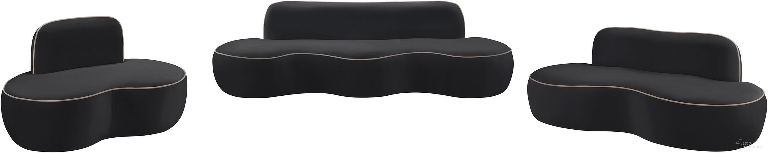 The appearance of Swerve Velvet Upholstered Living Room Set In Black designed by Meridian in the modern / contemporary interior design. This black piece of furniture was selected by 1StopBedrooms from Swerve Collection to add a touch of cosiness and style into your home. Sku: 44021Black-S;44021Black-L. Material: Foam.